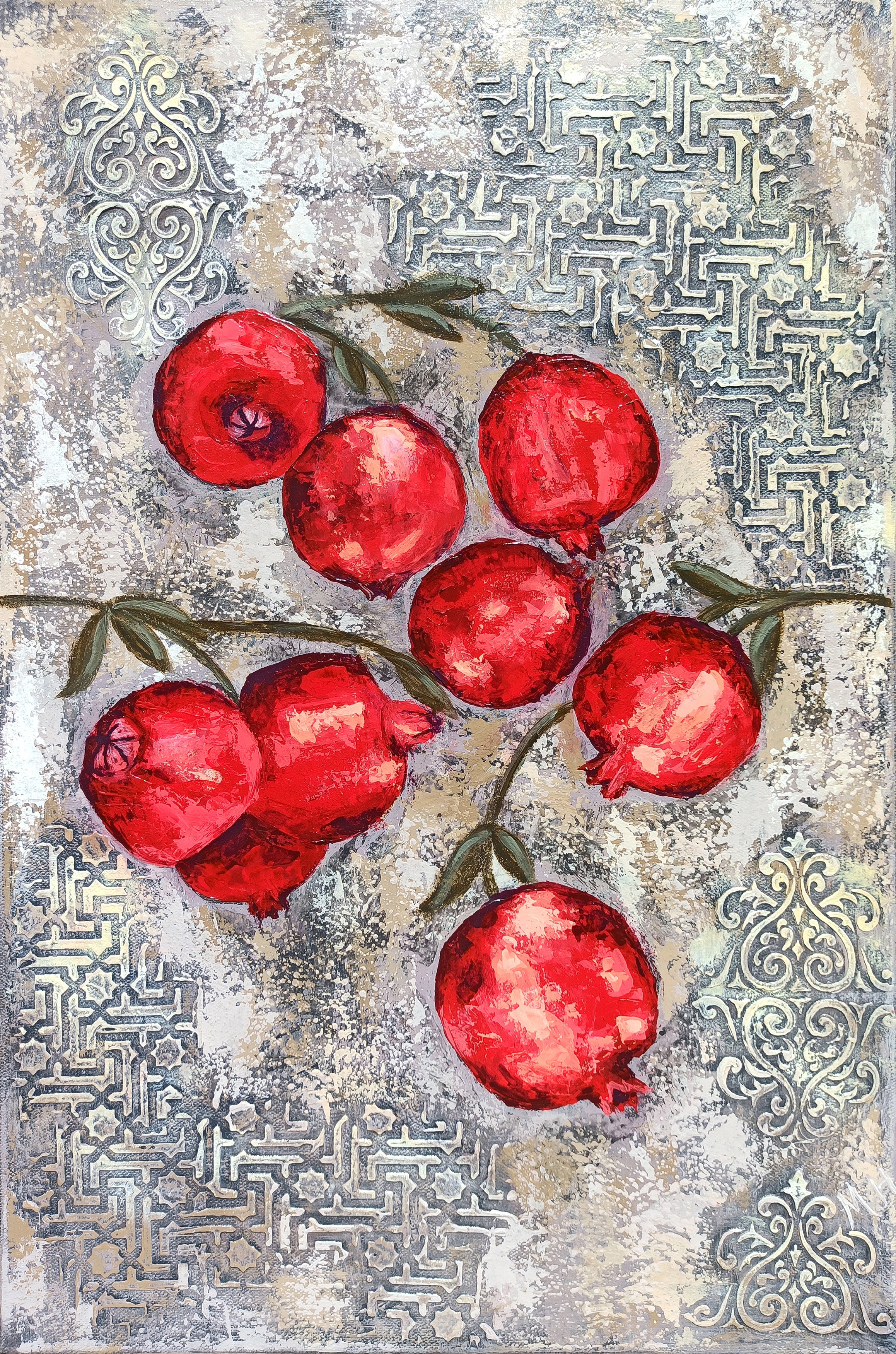 Hasmik Mamikonyan, Pomegrante with textured background Hasmik Mamikonyan, Pomegrante with textured background