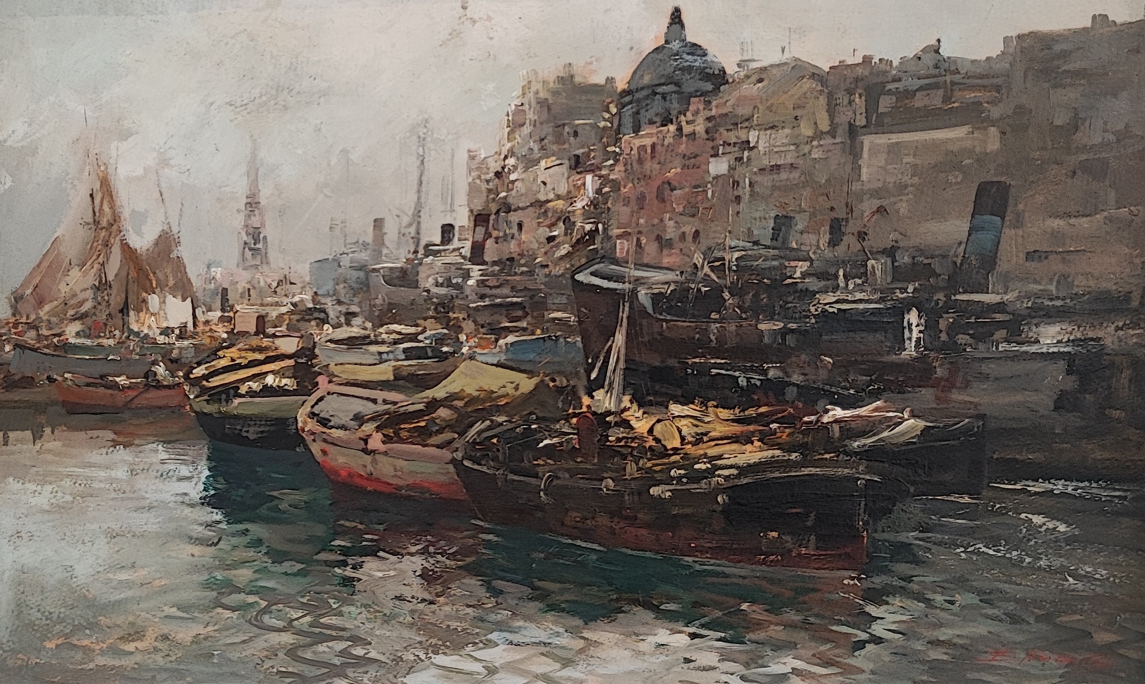 Ezelino Briante, Vue sur un port animé Ezelino Briante, Vue sur un port animé