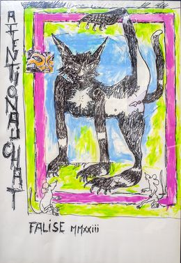 Fine Art Drawings, Chat, Maurice Falise