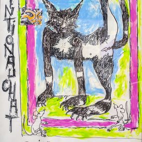 Fine Art Drawings, Chat, Maurice Falise