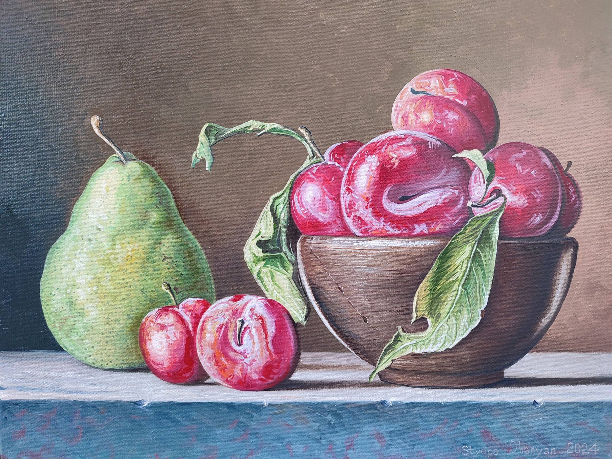 Stepan Ohanyan, Still life - plums and pear Stepan Ohanyan, Still life - plums and pear