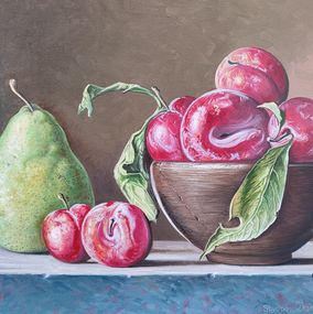 Pintura, Still life - plums and pear, Stepan Ohanyan