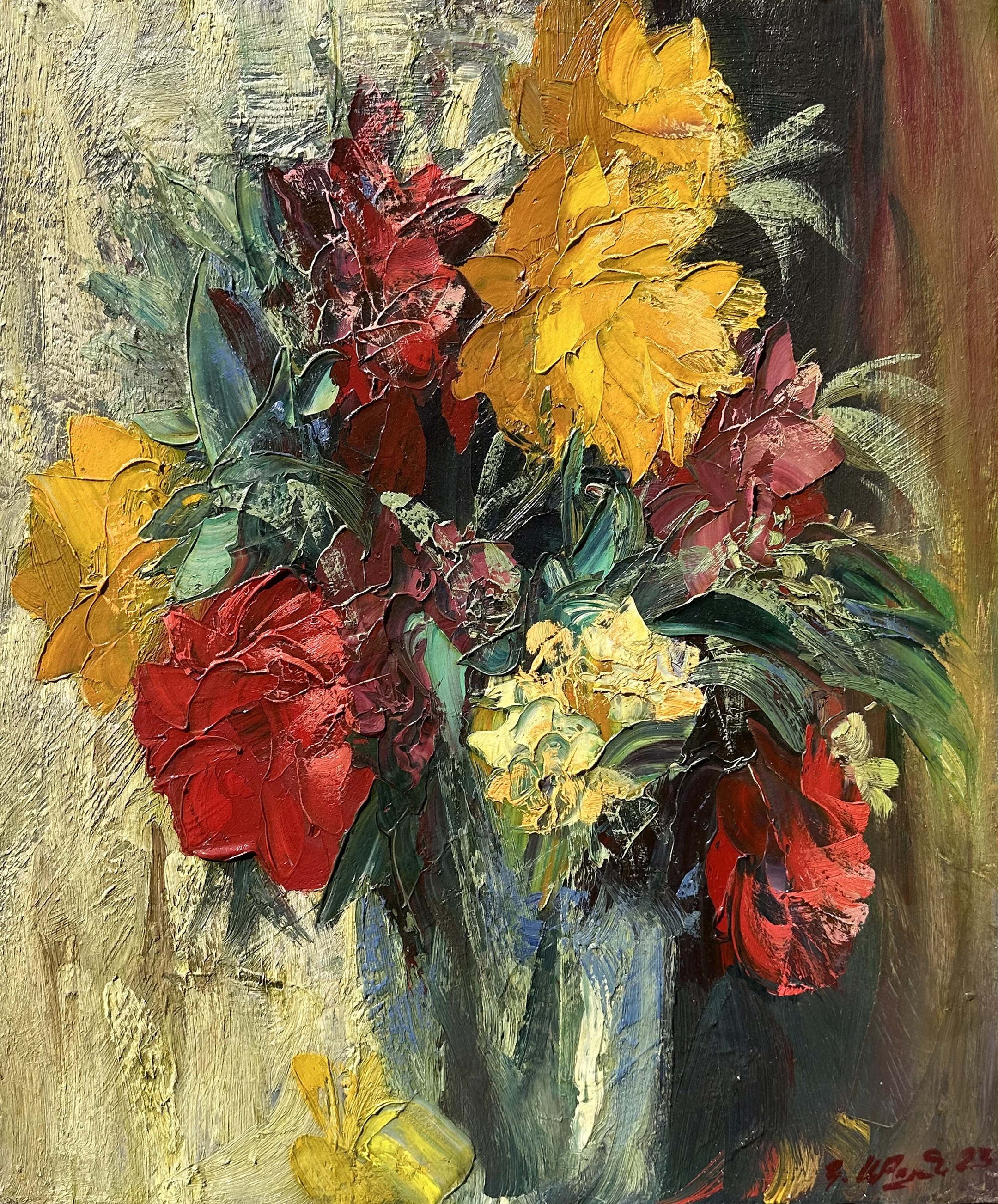 Kamo Atoyan, Textured flowers in vase Kamo Atoyan, Textured flowers in vase