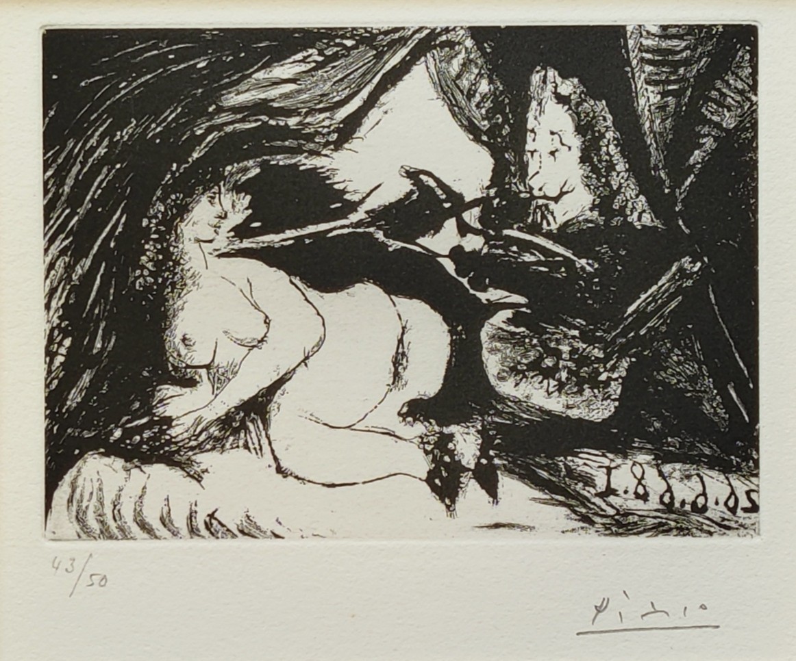 Pablo Picasso, Peintre peignant la nuque de son jeune modèle Pablo Picasso, Peintre peignant la nuque de son jeune modèle