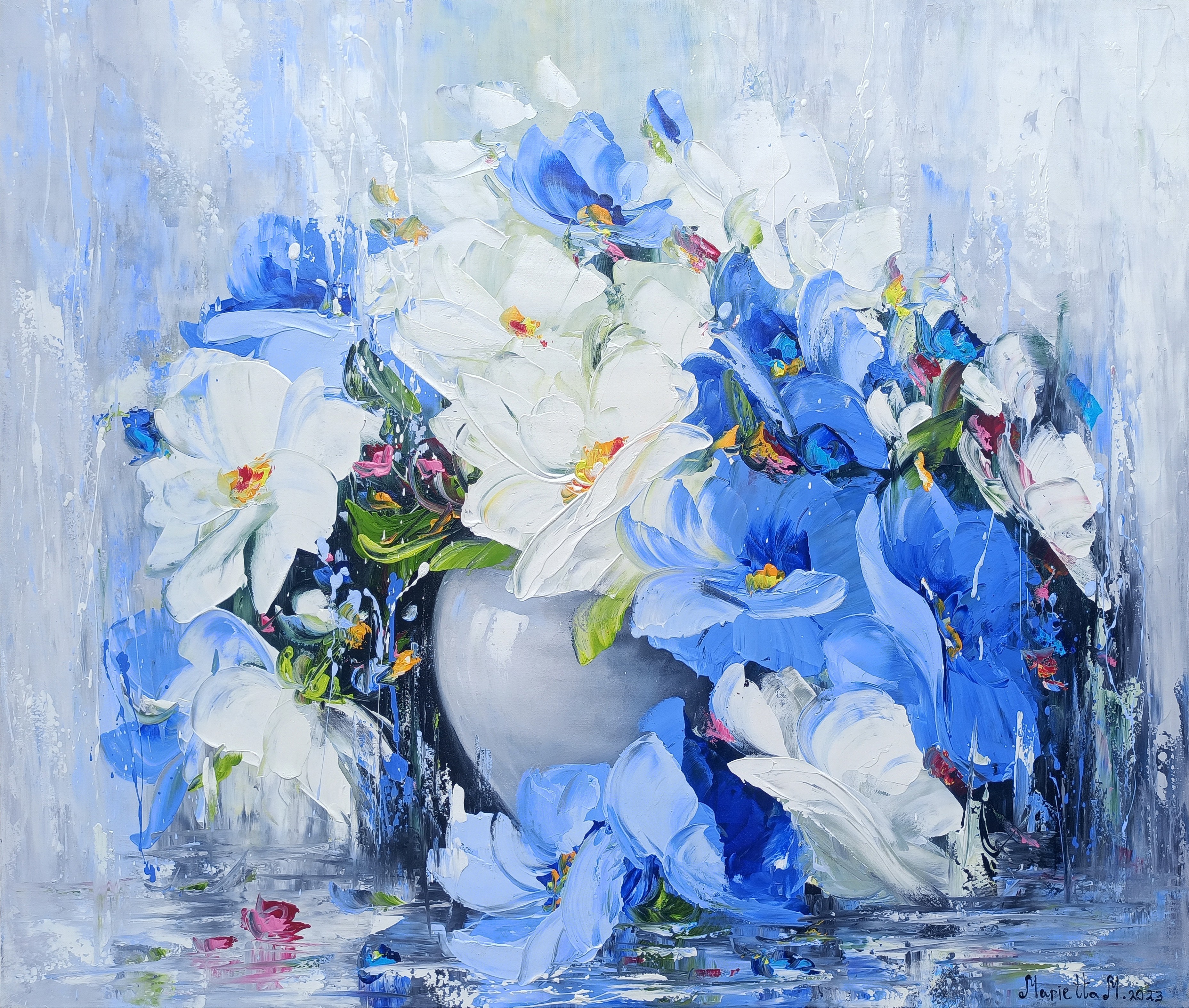Marieta Martirosyan, Blue and white flowers Marieta Martirosyan, Blue and white flowers