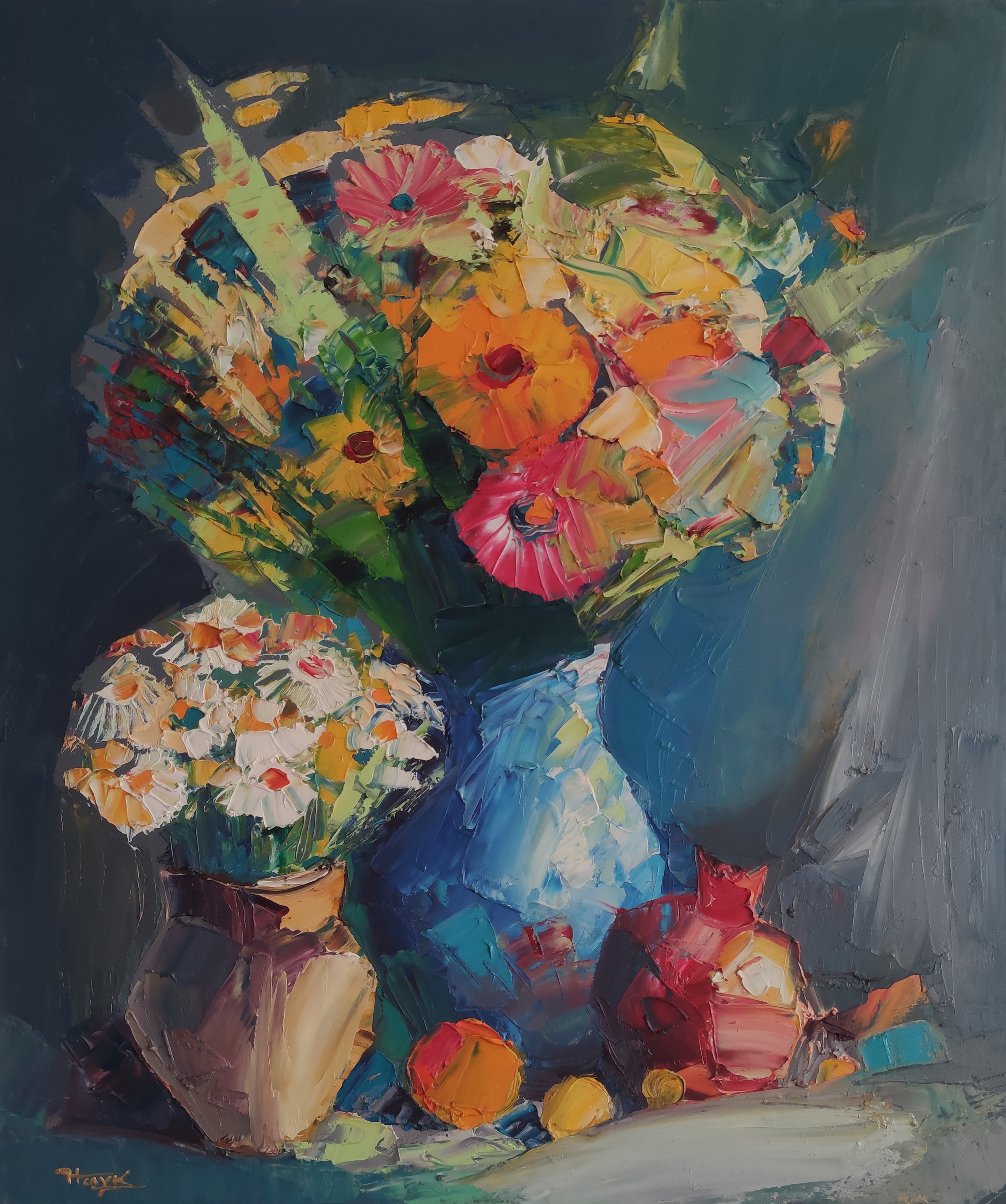 Hayk Miqayelyan, Still life with flowers and pomegranate Hayk Miqayelyan, Still life with flowers and pomegranate