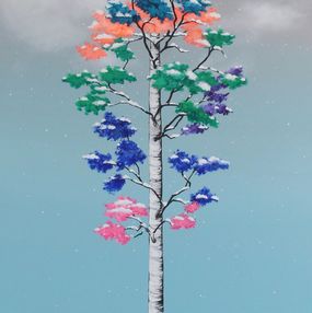 Painting, Bouleau sous la neige, Alexandra Battezzati