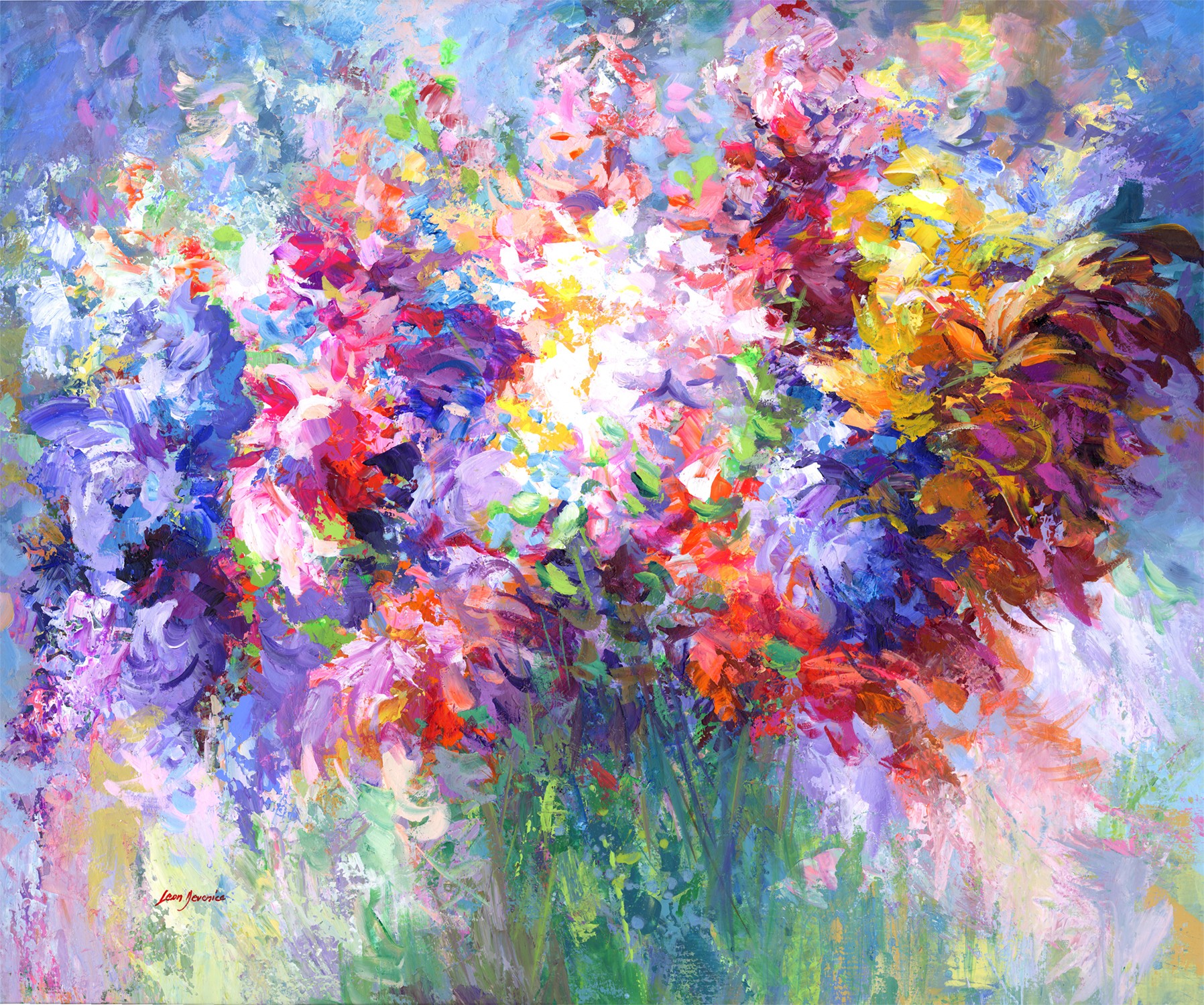 Leon Devenice, Colorful abstract flowers Leon Devenice, Colorful abstract flowers