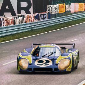 Photography, 24h du Mans 1970-Willi Kauhsen ou Gérard Larrousse au volant de la Porsche 917 LH n°3. Ils finiront 2e au classement final, 13 ou 14 juin 1970., Jacques Violet