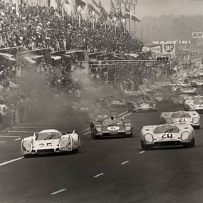 Photographie, 24h du Mans 1970-La fumée au départ des bolides de la 38e édition, 13 juin 1970., Jacques Violet