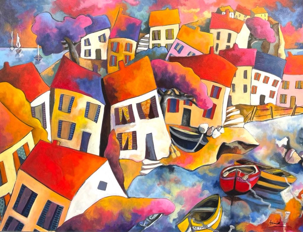 Martine Fauve Dechavanne, Village en bord de mer Martine Fauve Dechavanne, Village en bord de mer