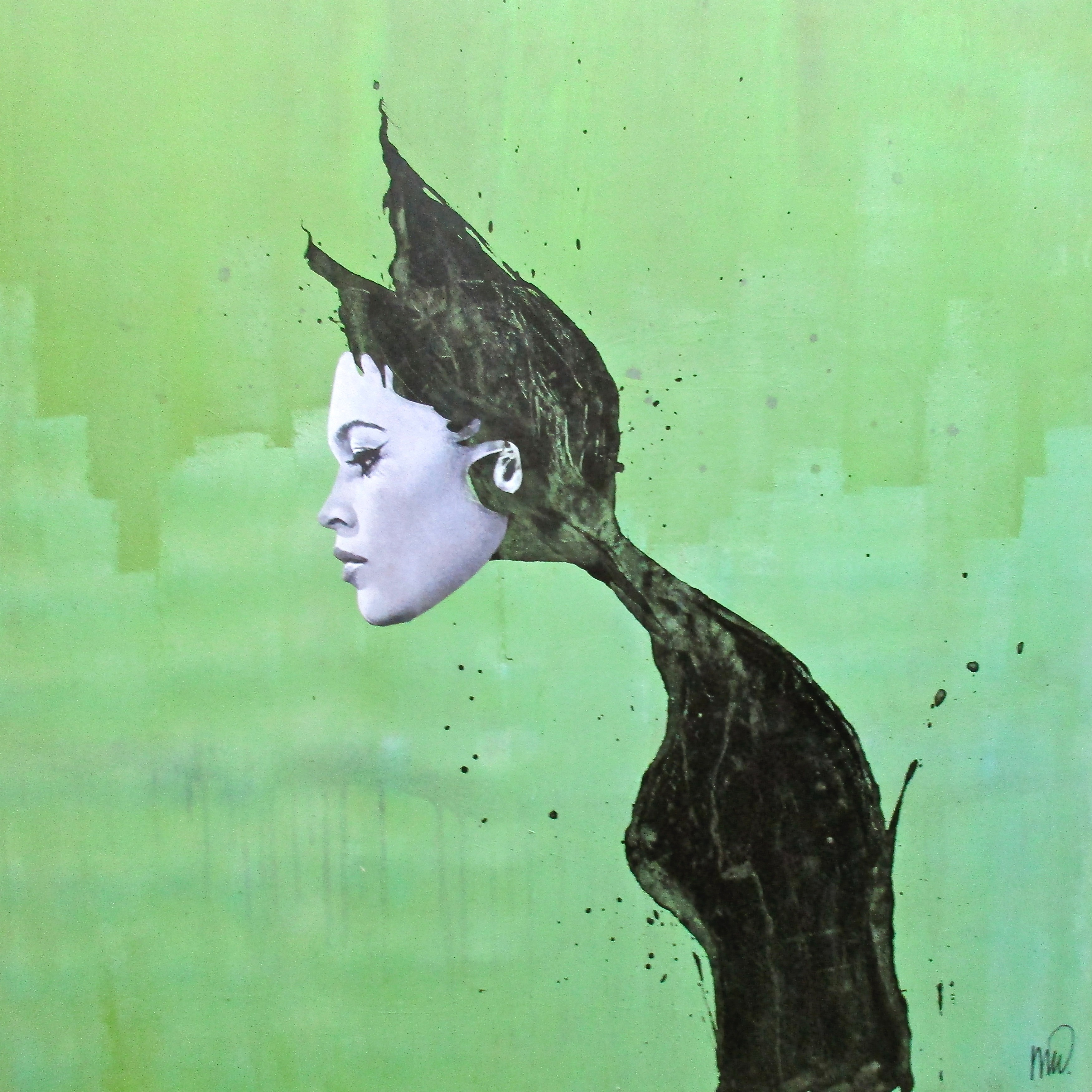 Marian Williams, Cat woman on green Marian Williams, Cat woman on green