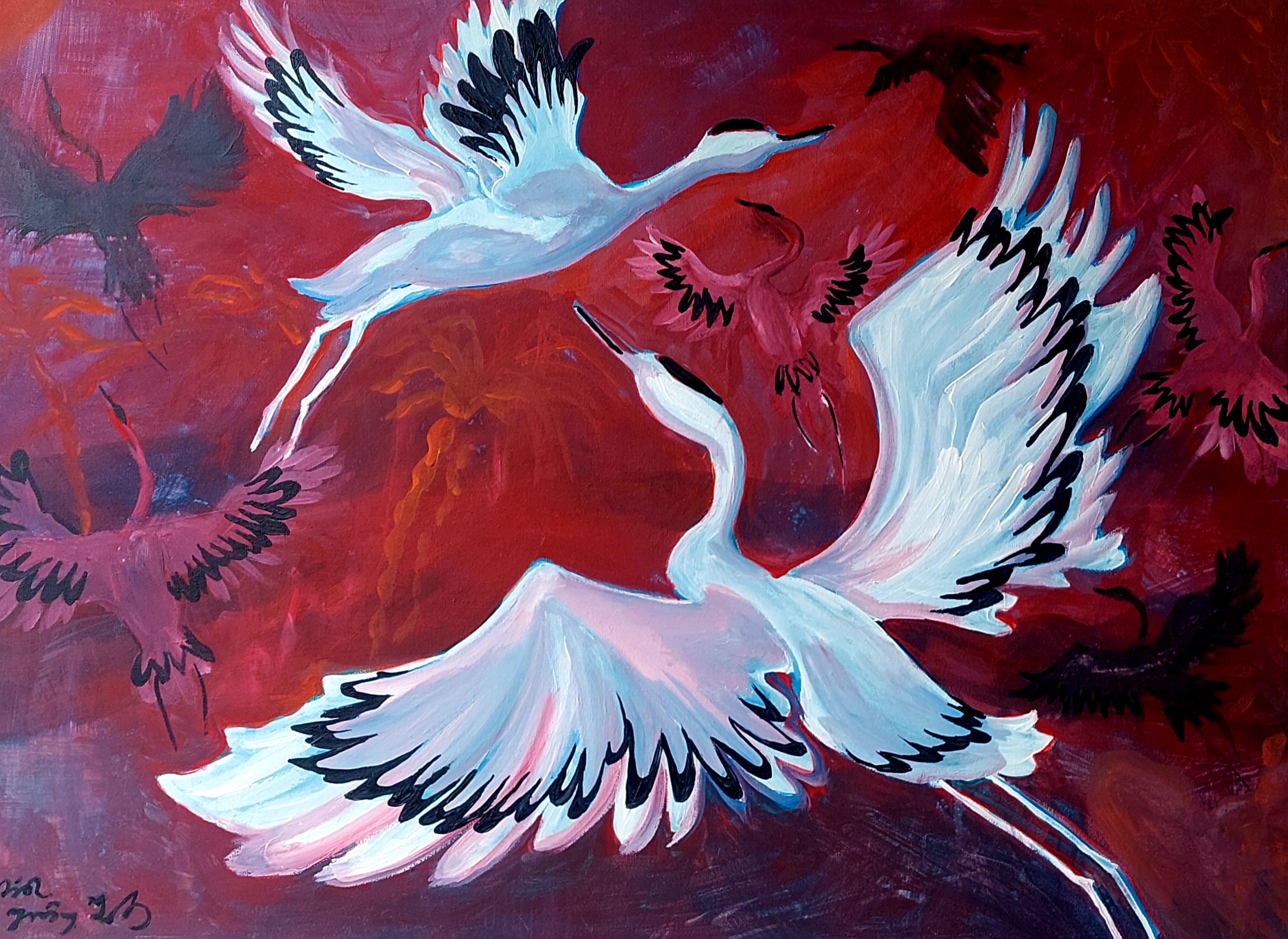 Nina Urushadze, Cranes at Dusk Nina Urushadze, Cranes at Dusk