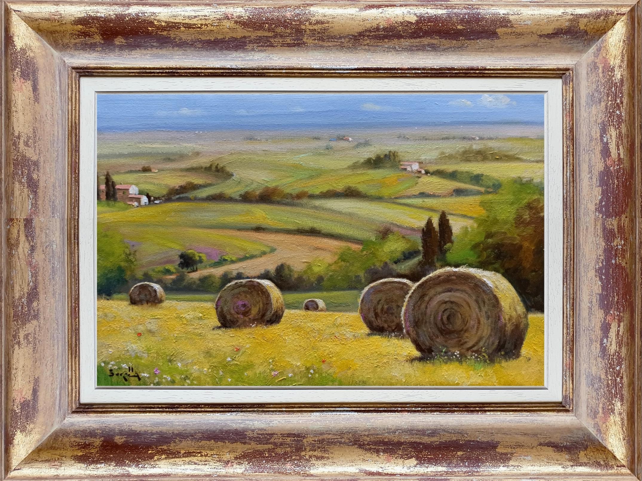 Andrea Borella, Straw in the sun - Tuscany painting landscape + frame Andrea Borella, Straw in the sun - Tuscany painting landscape + frame