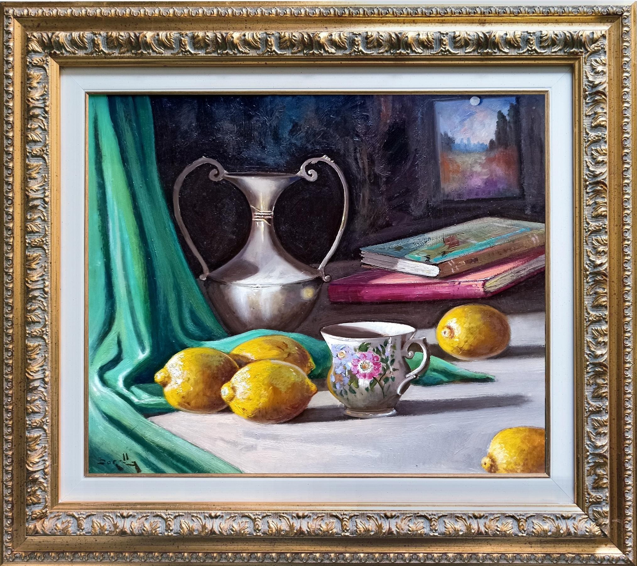 Andrea Borella, The porcelain cup - Italian painting still life + frame Andrea Borella, The porcelain cup - Italian painting still life + frame