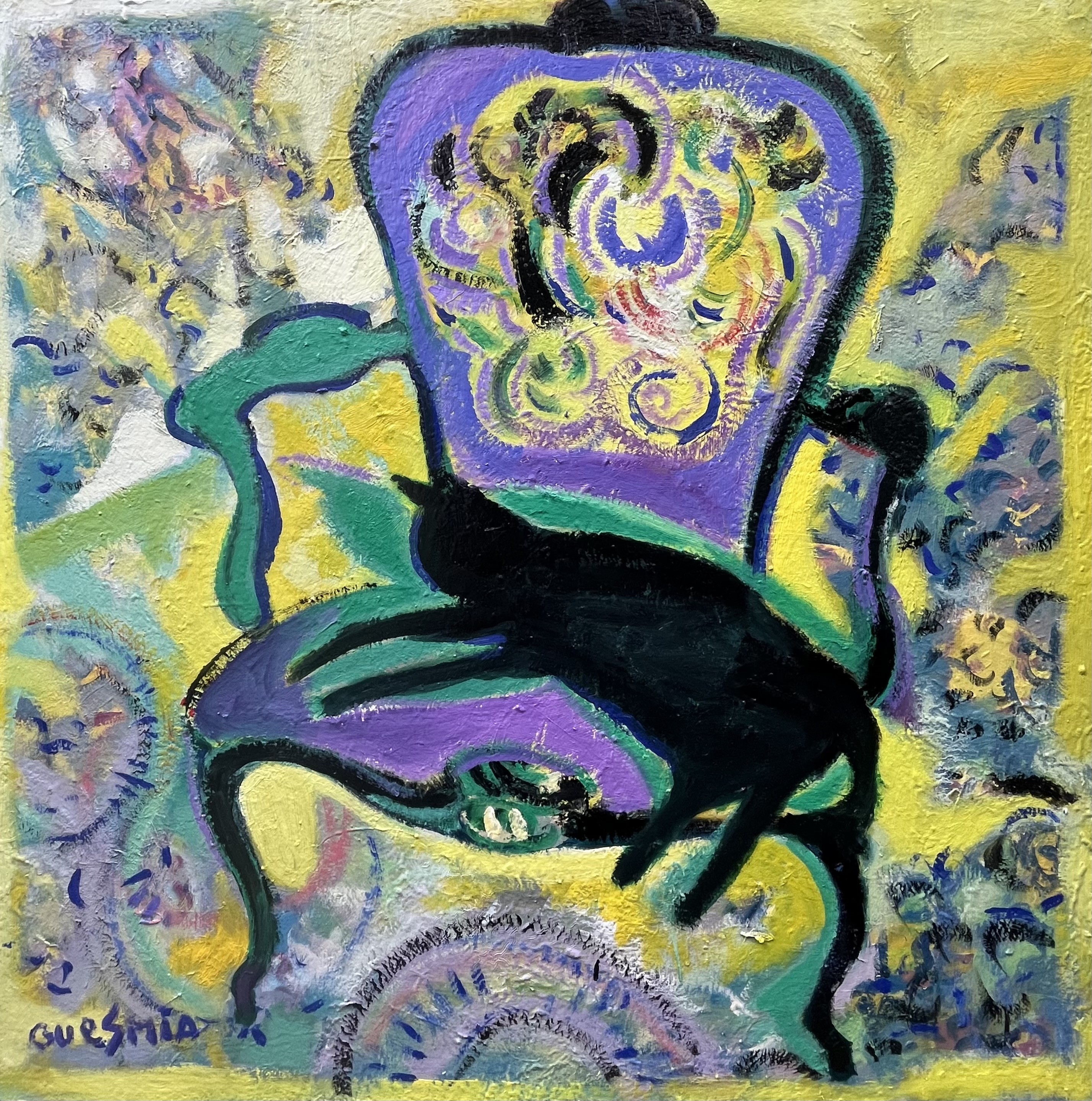 Nourreddine Guesmia, Black cat on my Voltaire armchair Nourreddine Guesmia, Black cat on my Voltaire armchair