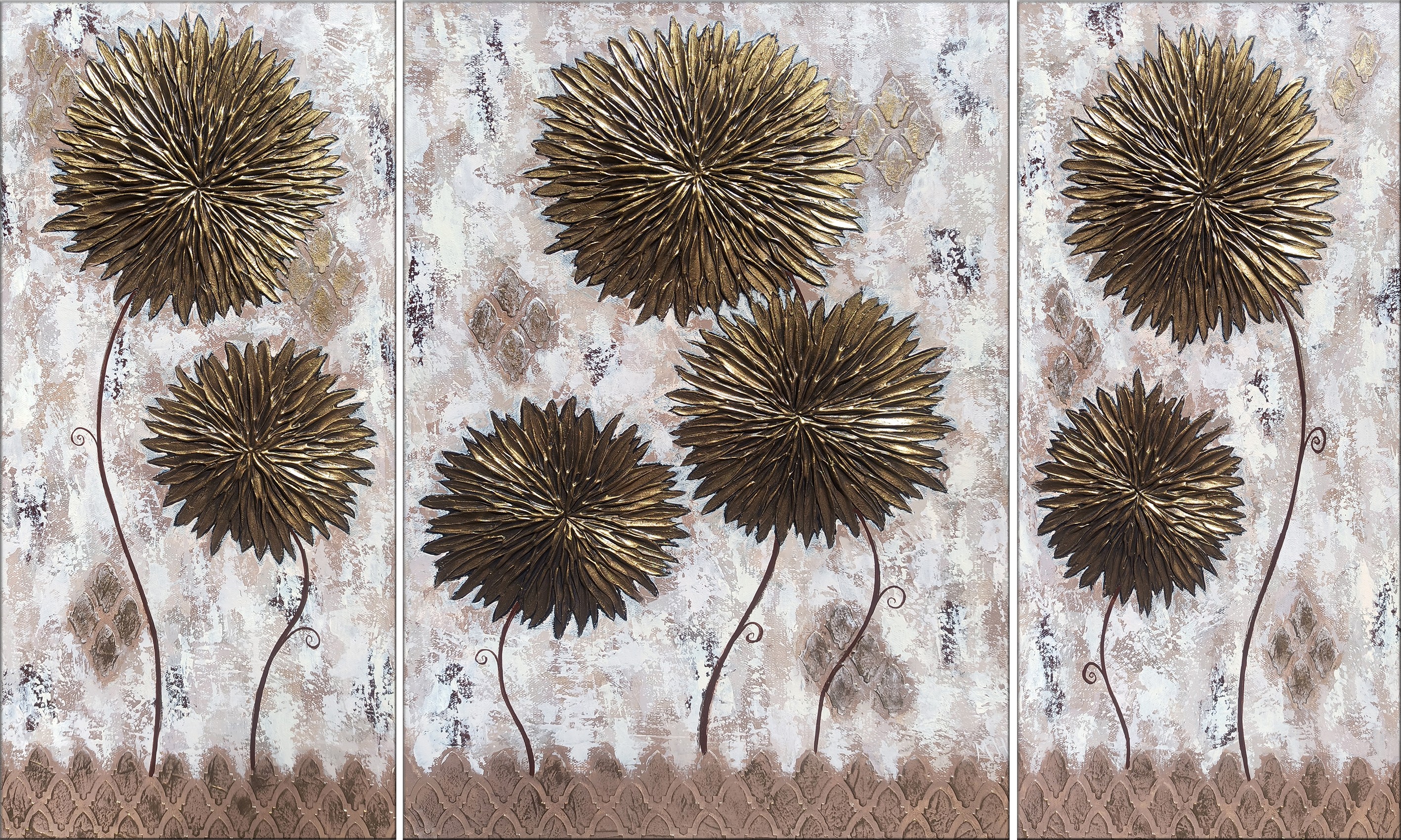 Hasmik Mamikonyan, Gold asters - triptych Hasmik Mamikonyan, Gold asters - triptych