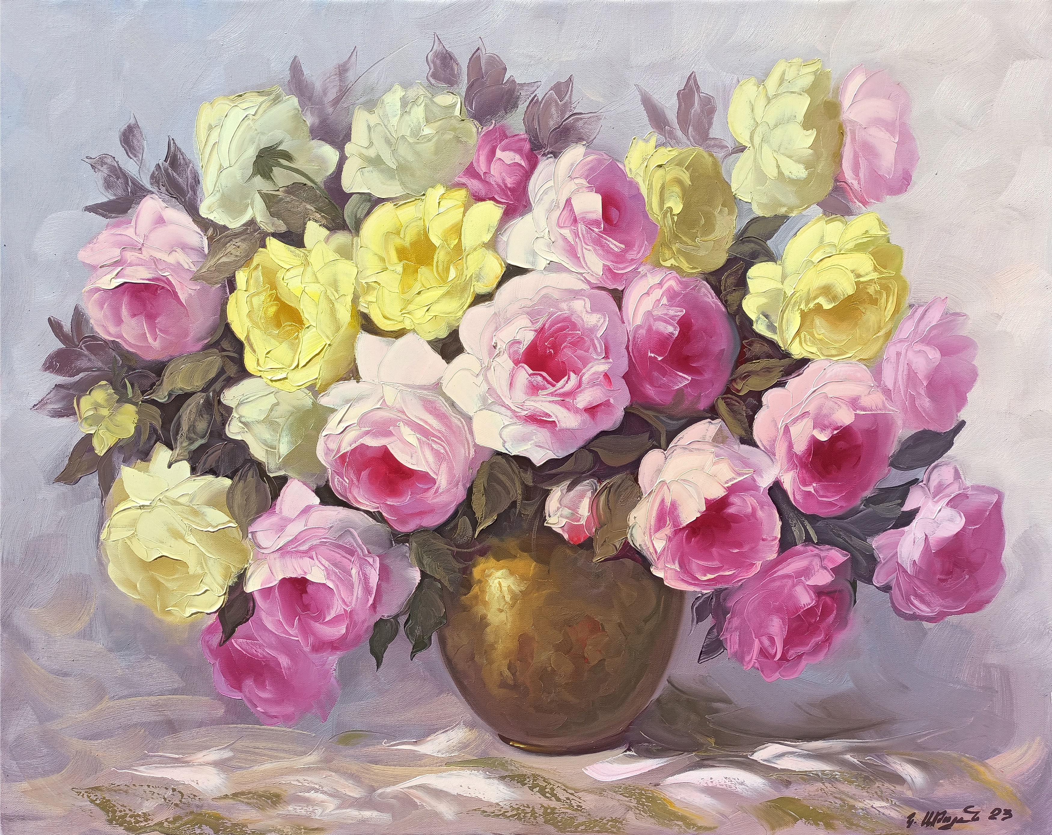 Hayk Miqayelyan, Pink and yellow roses Hayk Miqayelyan, Pink and yellow roses