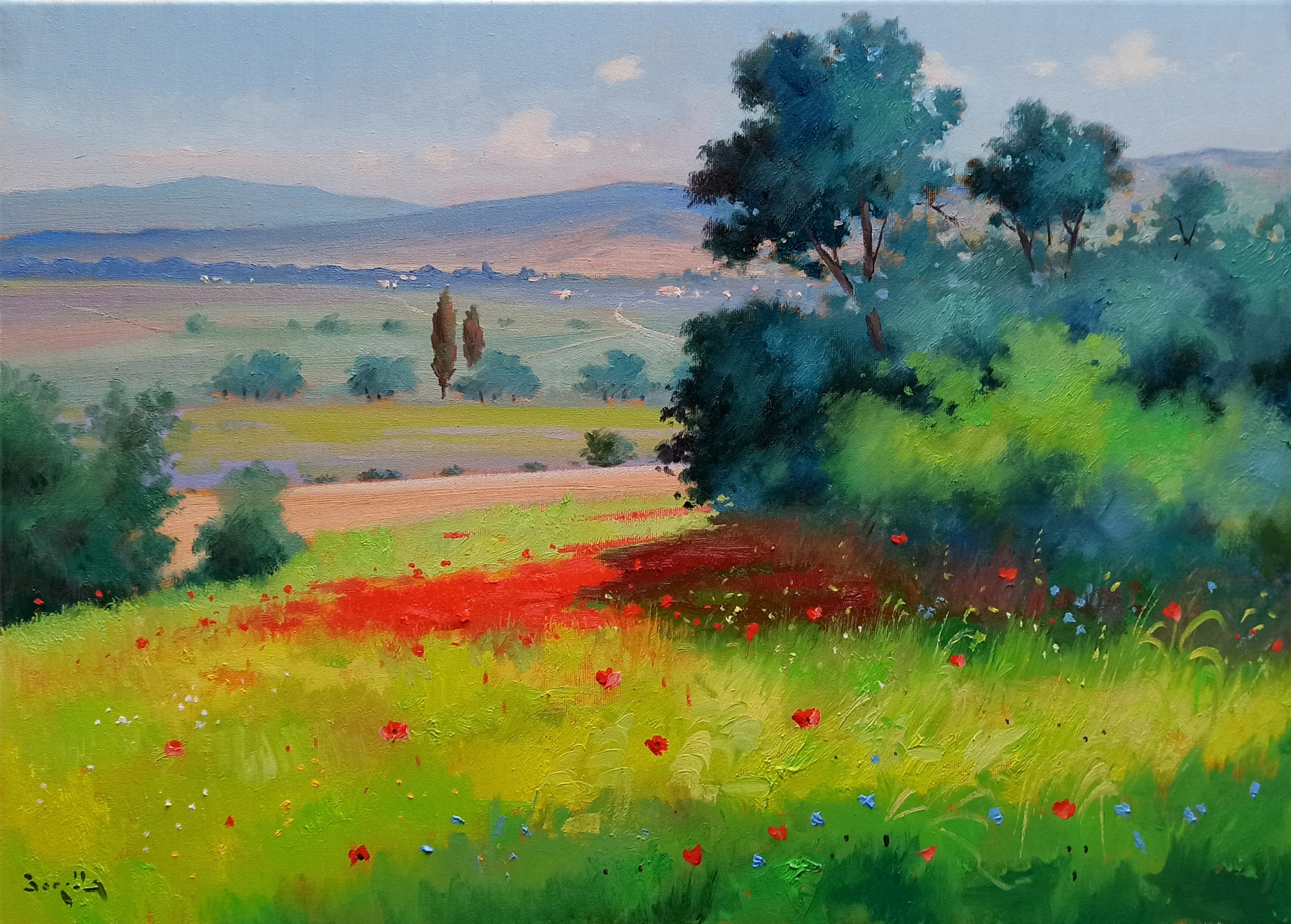 Andrea Borella, Summer countryside - Tuscany painting Andrea Borella, Summer countryside - Tuscany painting