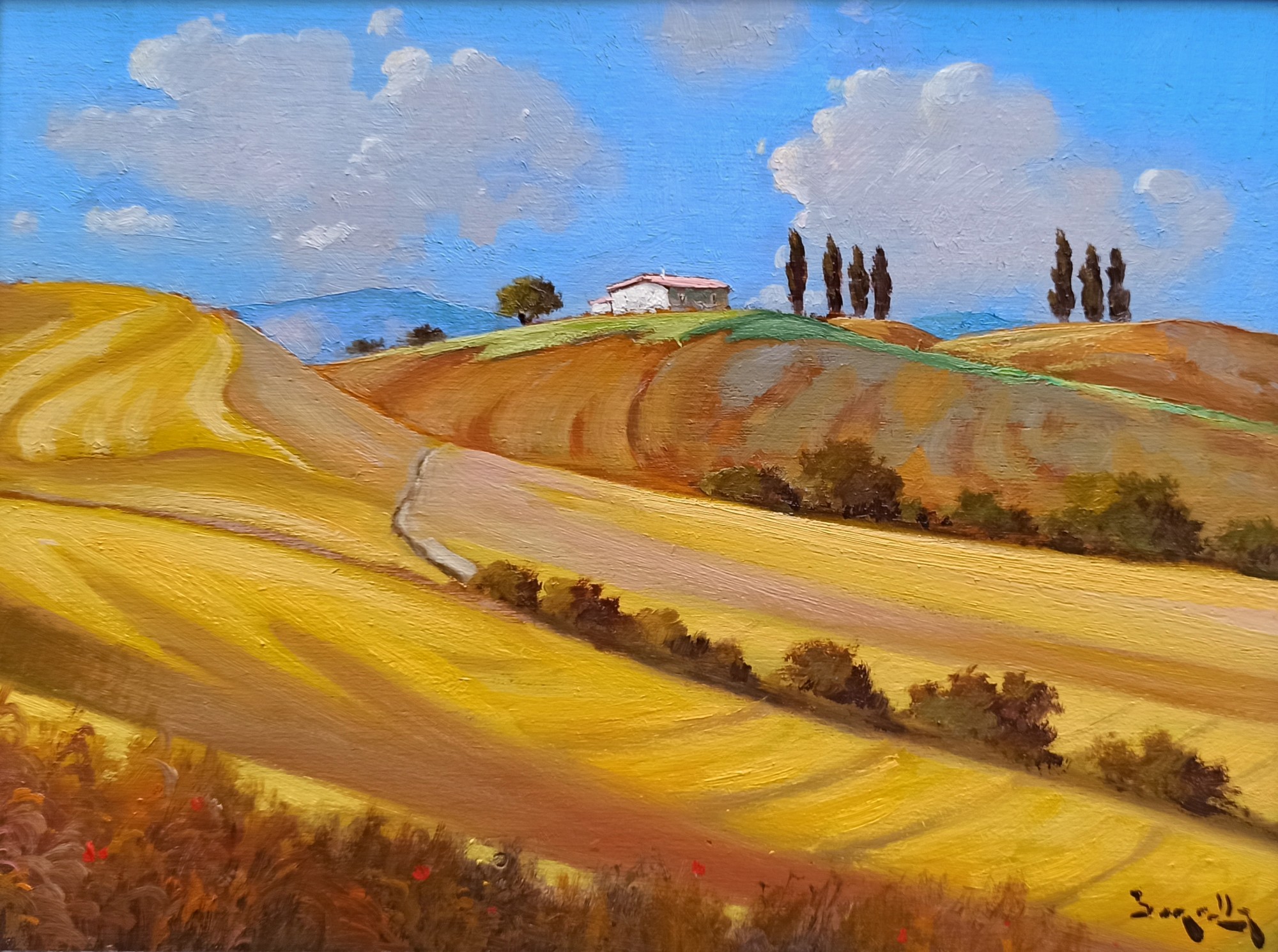 Andrea Borella, Tuscan hills near Siena - Tuscany painting landscape Andrea Borella, Tuscan hills near Siena - Tuscany painting landscape