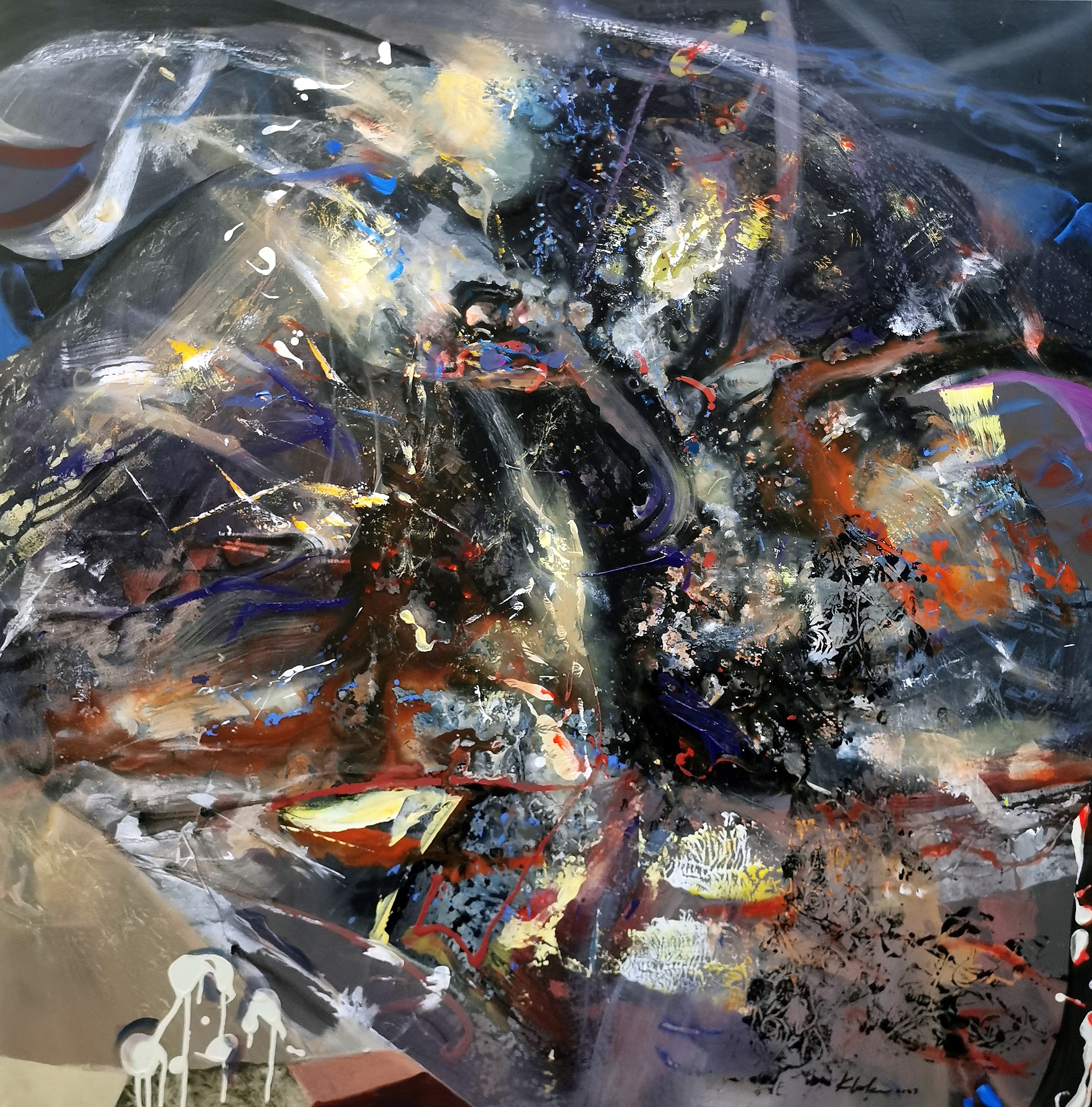 Ovidiu Kloska, Very large size abstract enigmatic painting Ovidiu Kloska, Very large size abstract enigmatic painting