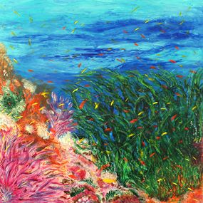 Peinture, La Valse des herbes marines n°27 - série fond marin, Moniq