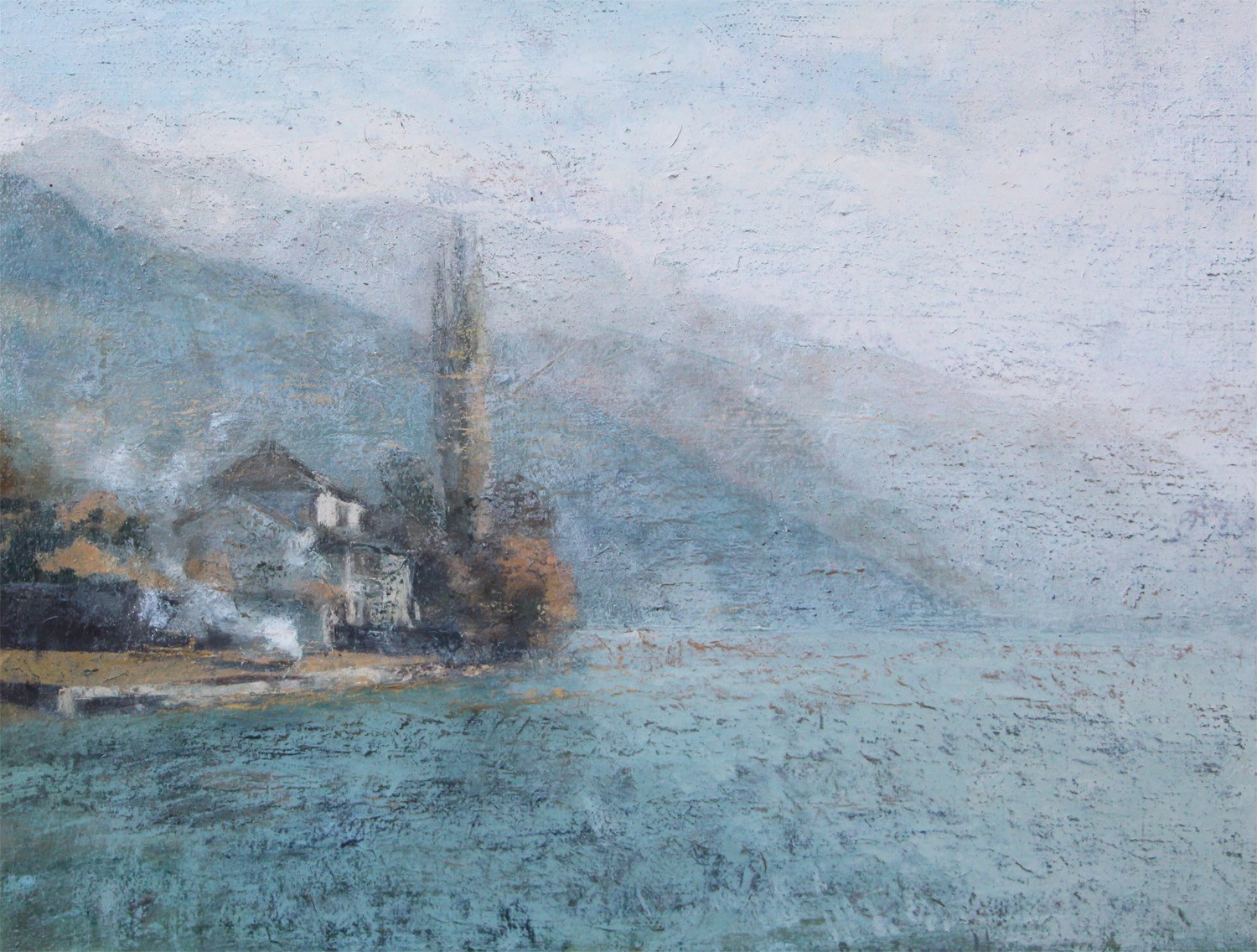 André Boubounelle, Fumée et brume ensoleillée à Talloires André Boubounelle, Fumée et brume ensoleillée à Talloires