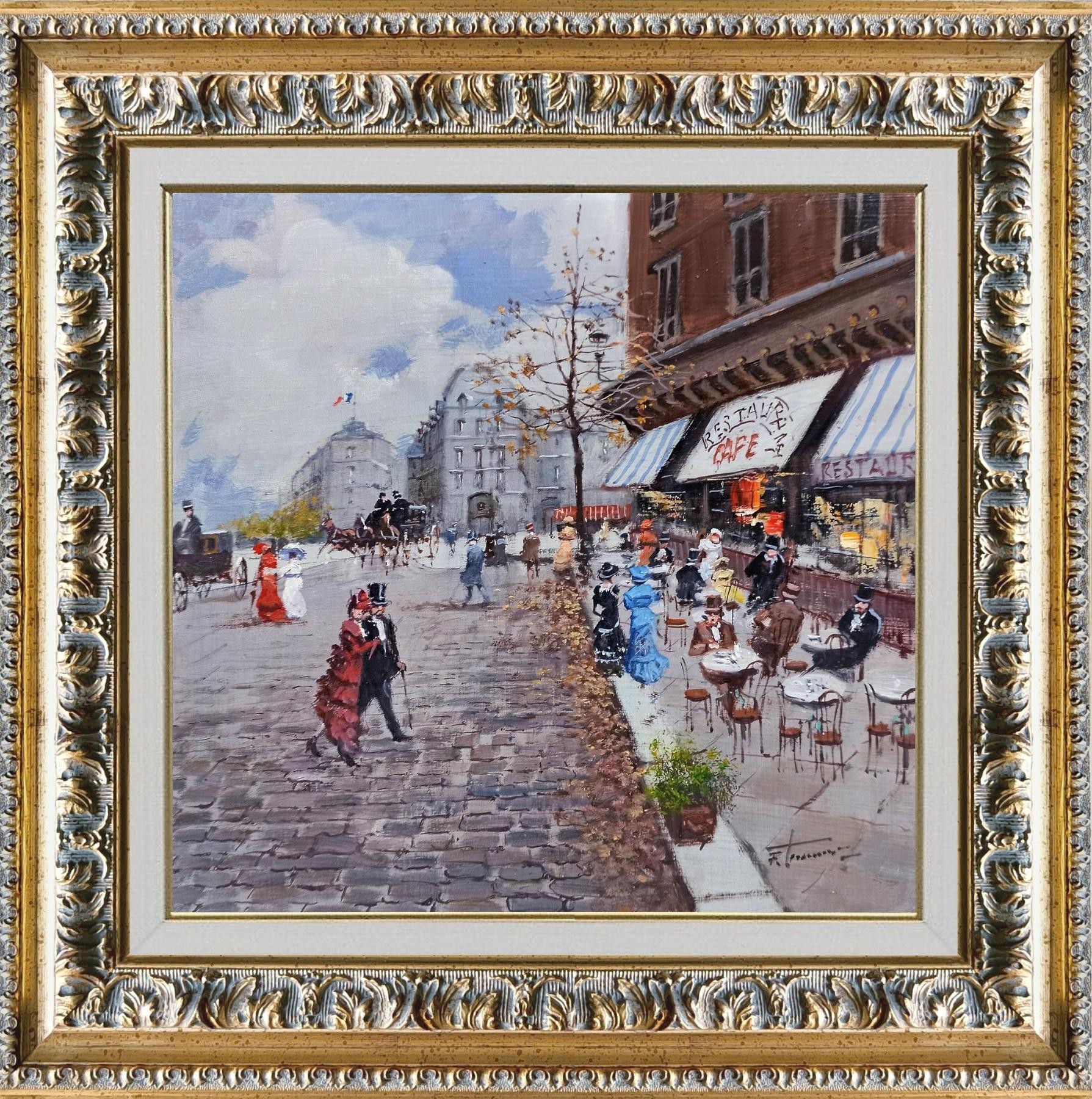 Francesco Tammaro, Paris - Old France Belle Epoque painting & frame Francesco Tammaro, Paris - Old France Belle Epoque painting & frame