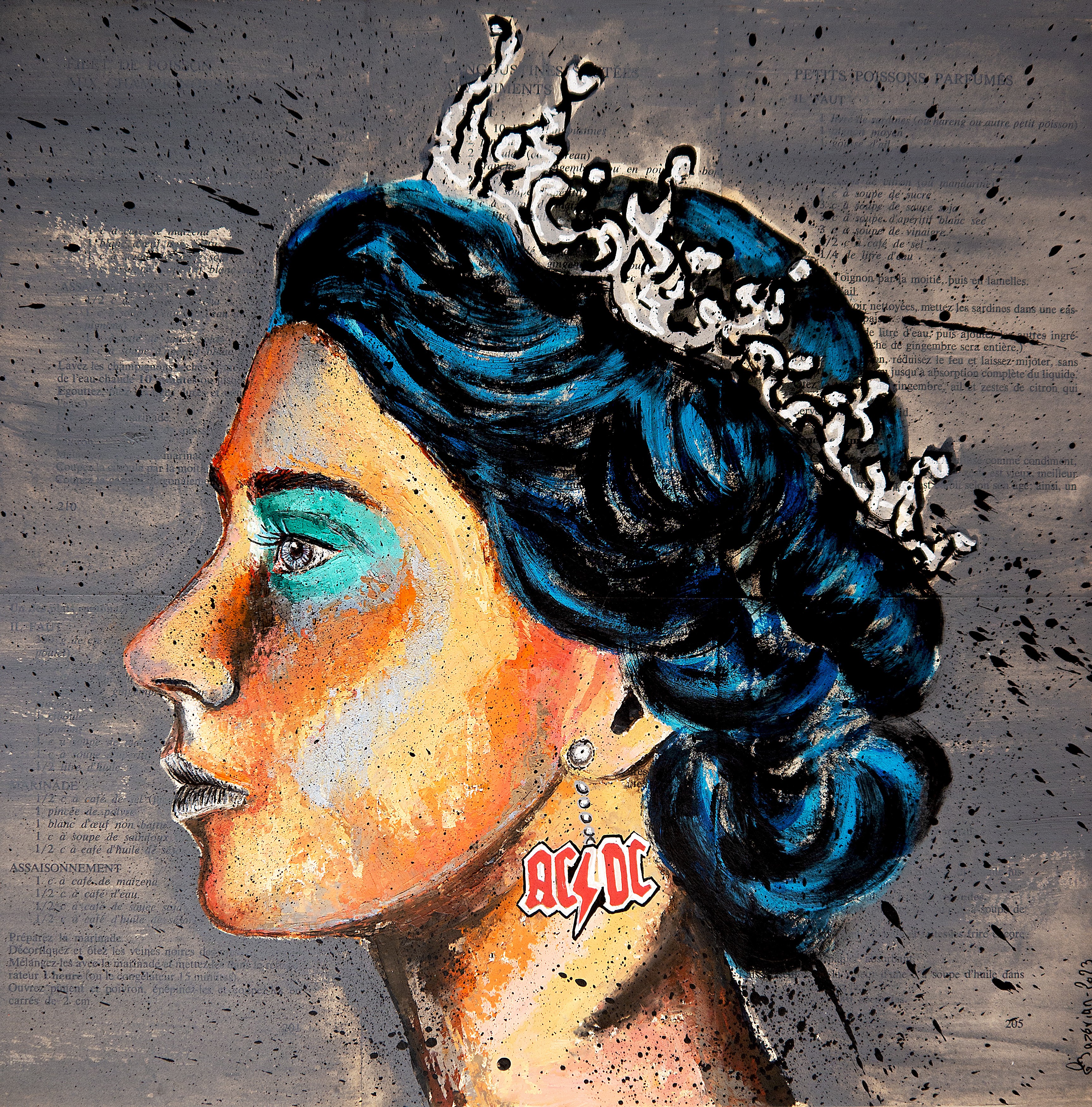 Bazévian Delacapucinière, Portrait PS 230 Starwoman Queen AC DC - French school oil painting 21th - Basel Bazévian Delacapucinière, Portrait PS 230 Starwoman Queen AC DC - French school oil painting 21th - Basel