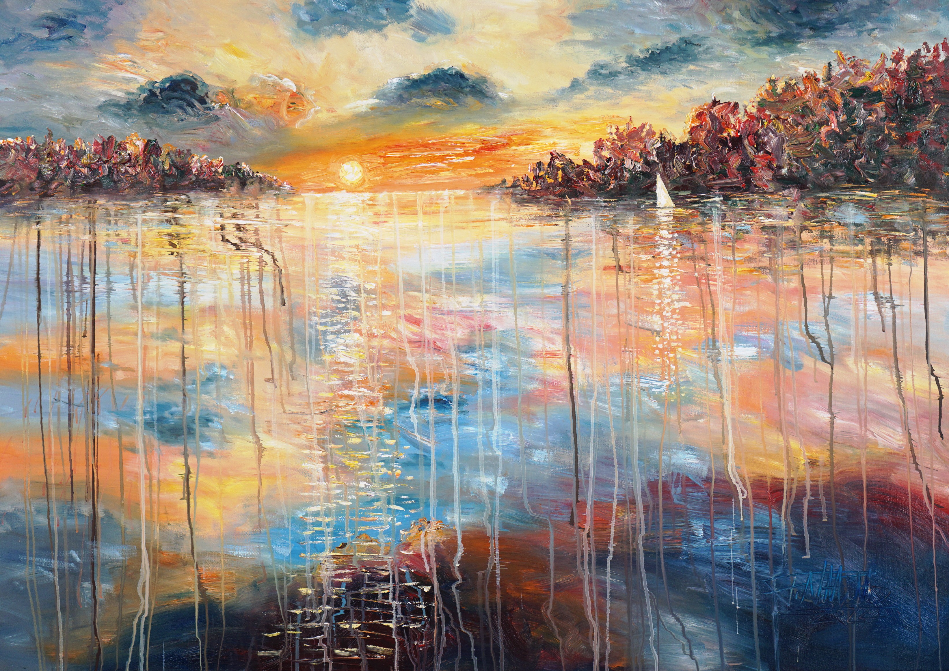 Peter Nottrott, Romantic sail boat M 1 / Oil Peter Nottrott, Romantic sail boat M 1 / Oil
