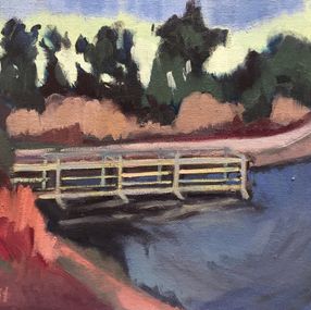 Painting, Le pont à Menlo Park, Californie, Barbara Petit Lisy