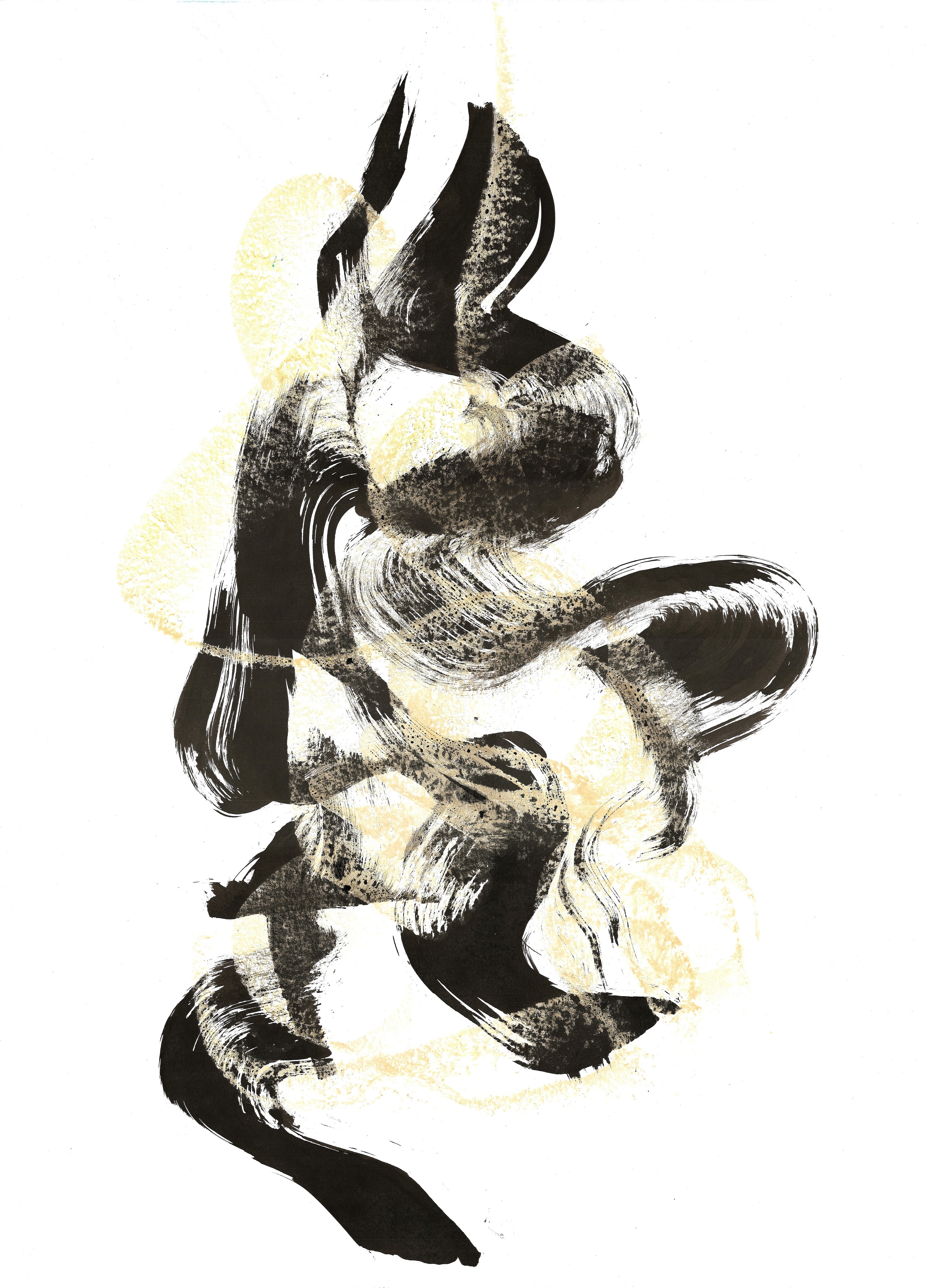 Sve Gri, Streamlet. Abstract monochrome brush drawing. Sve Gri, Streamlet. Abstract monochrome brush drawing.