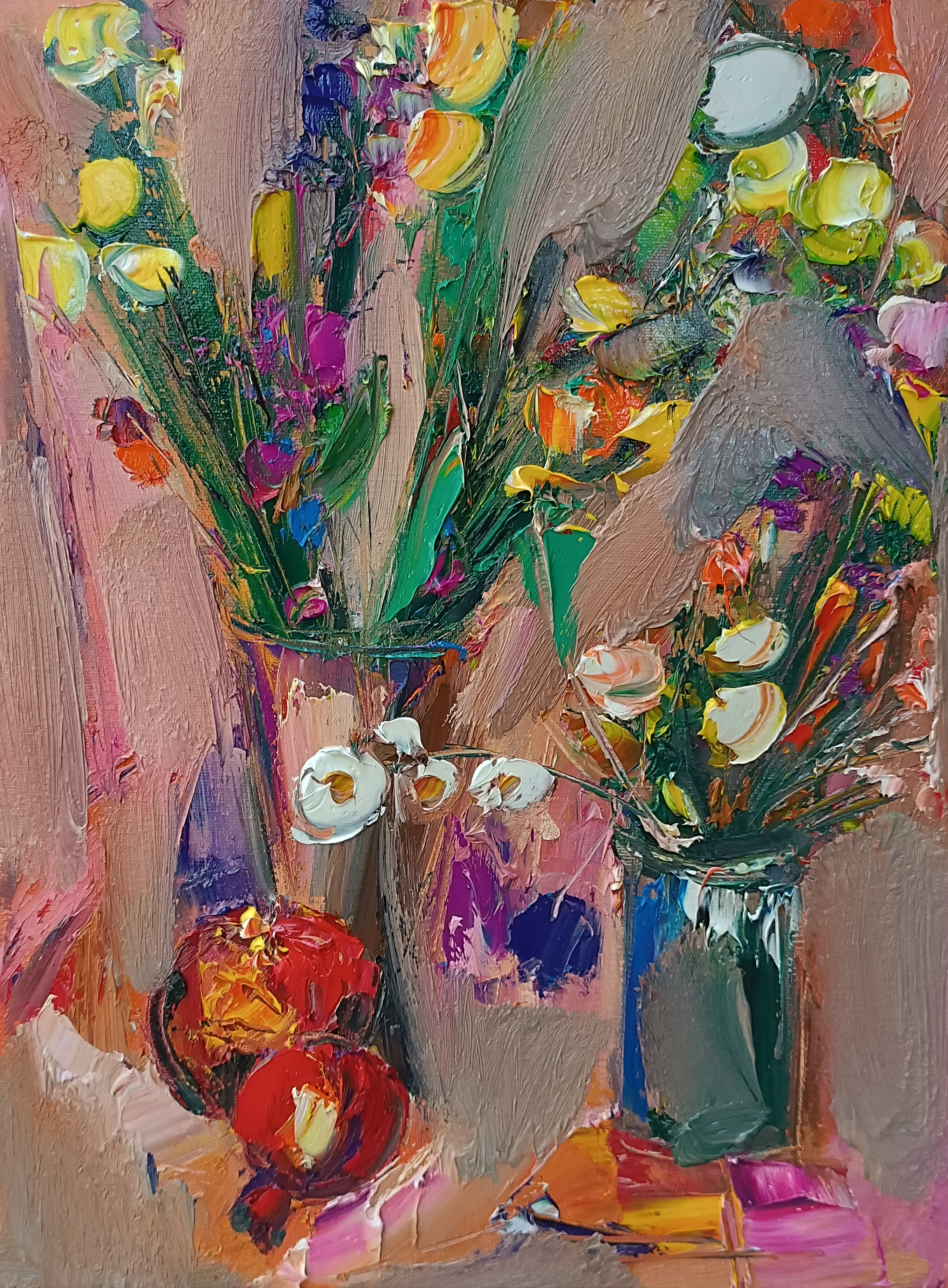 Vlas Ayvazyan, Still life with flowers and pomegranate Vlas Ayvazyan, Still life with flowers and pomegranate