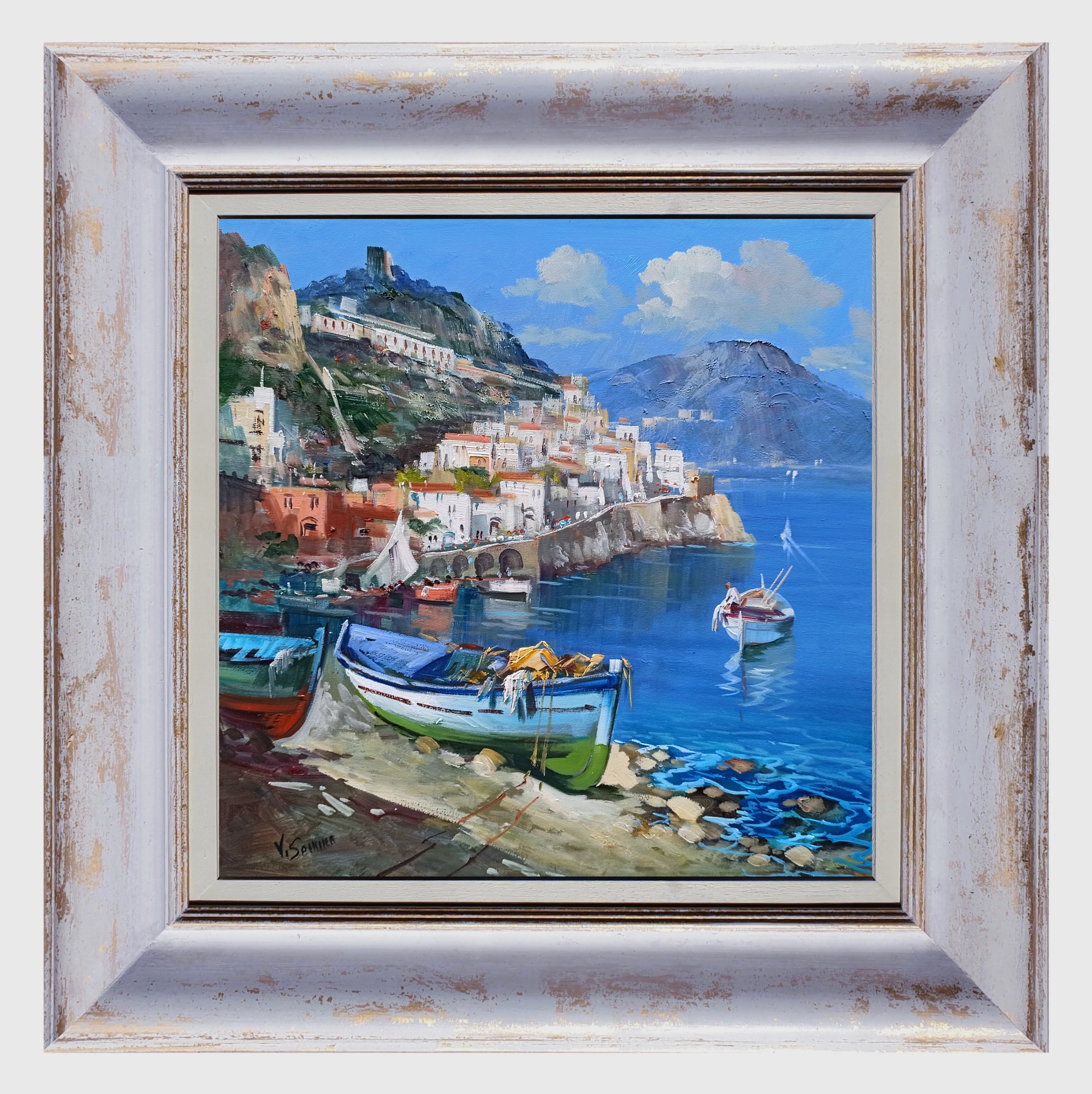 Vincenzo Somma, Beach with boats Vincenzo Somma, Beach with boats