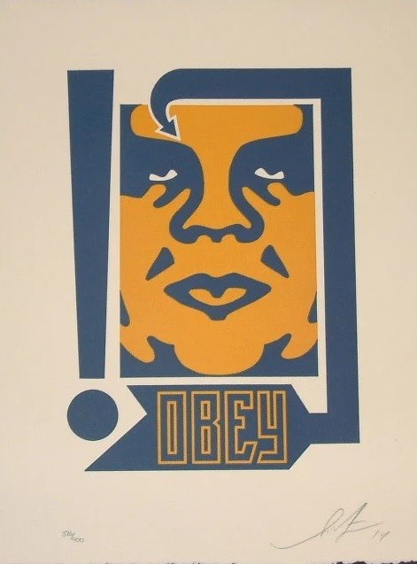 Shepard Fairey (Obey), Arrow mustard and navy Shepard Fairey (Obey), Arrow mustard and navy