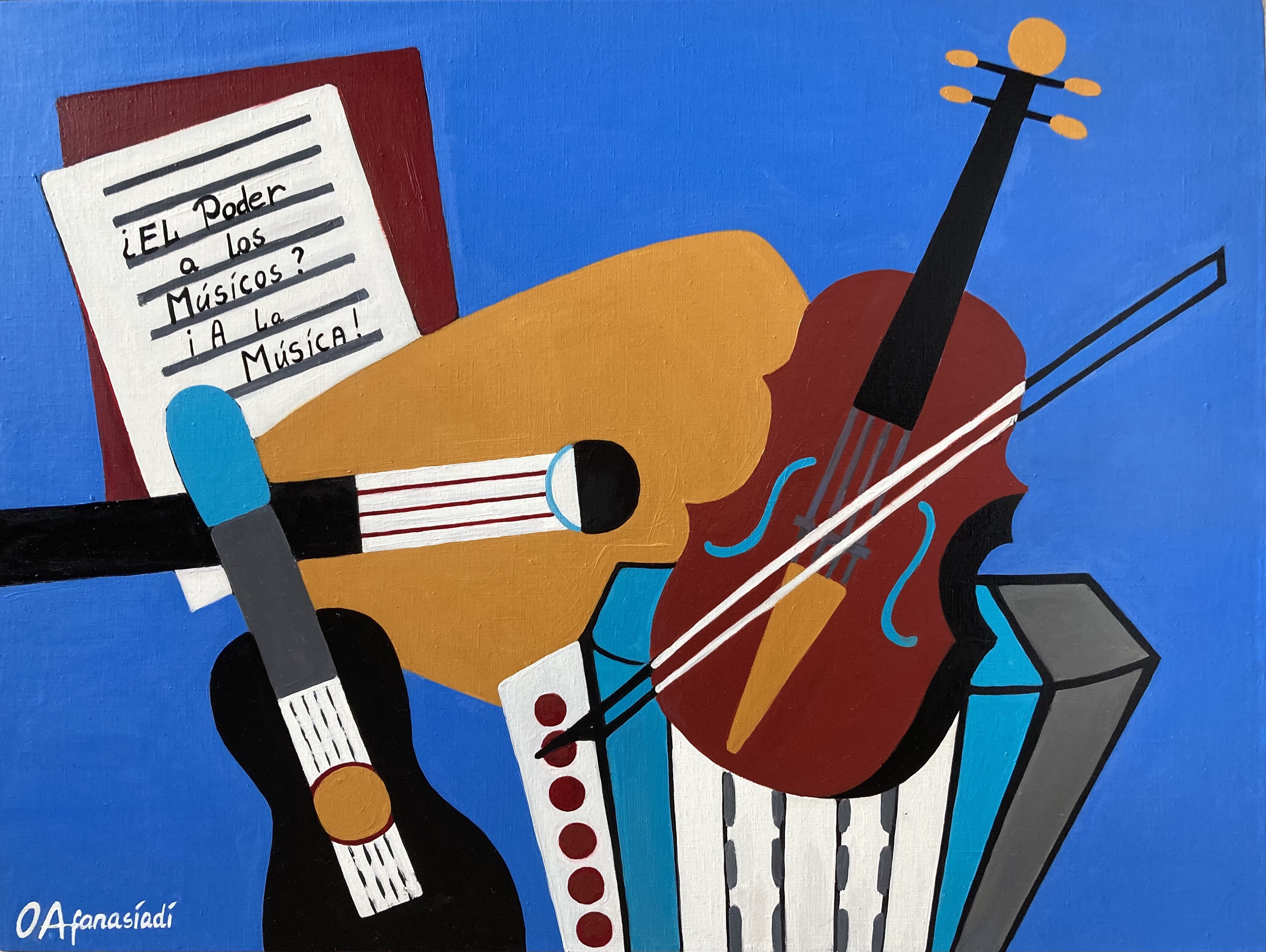 Olga Afanasiadi, Stillife with musical instruments Olga Afanasiadi, Stillife with musical instruments