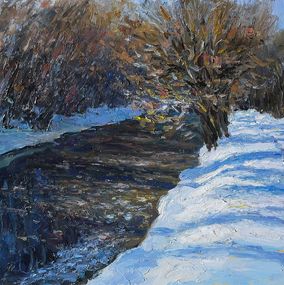 Gemälde, The sunny february day - winter landscape painting, Nikolay Dmitriev
