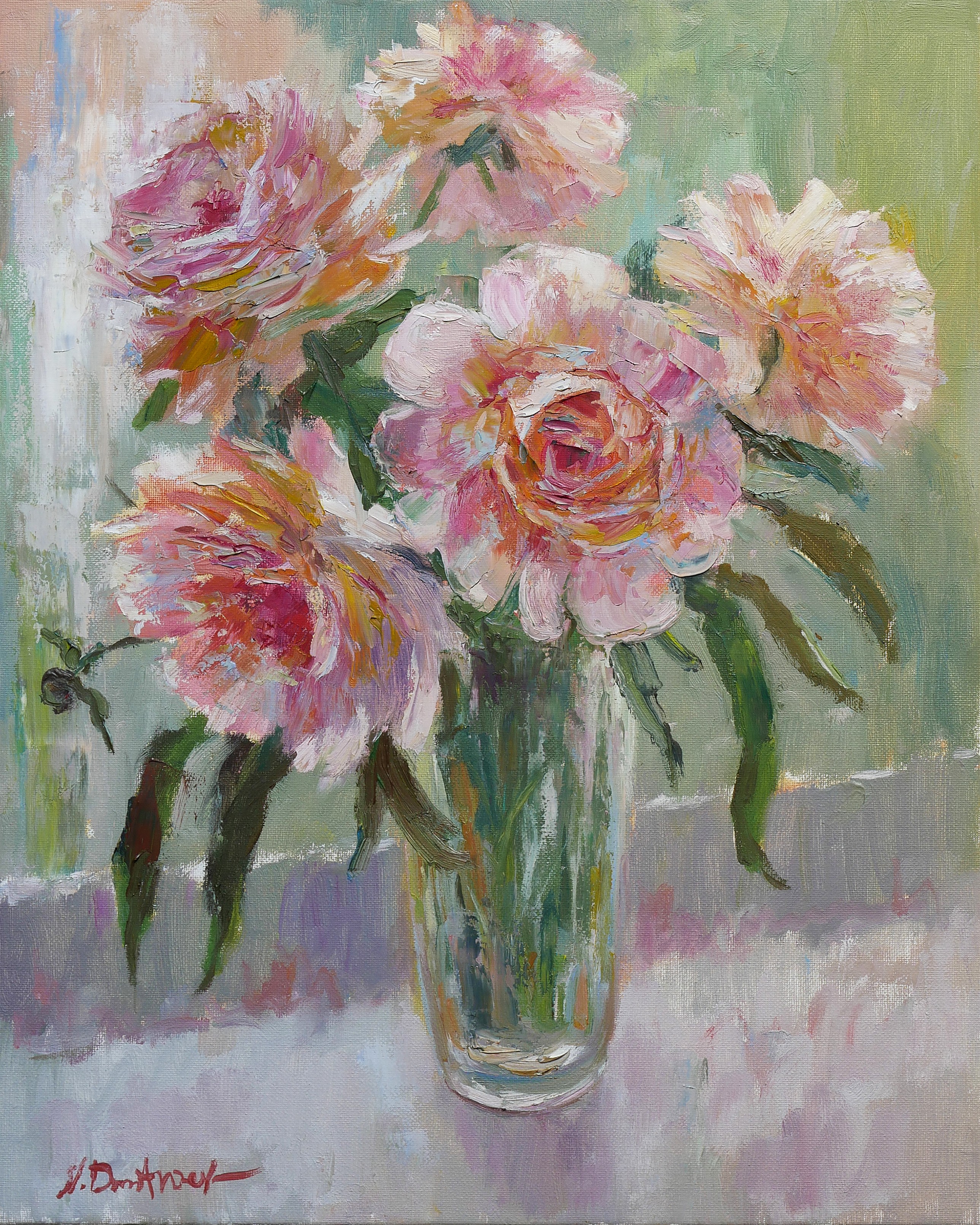 Nikolay Dmitriev, Light Peonies - impressionist sunny still life painting Nikolay Dmitriev, Light Peonies - impressionist sunny still life painting