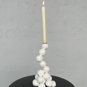 Diseño, Arty white candleholder "Pearls" for 1 candle, Irena Tone