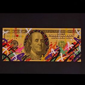 Gold and colores Dolla bill Benjamin Franklin, SISC