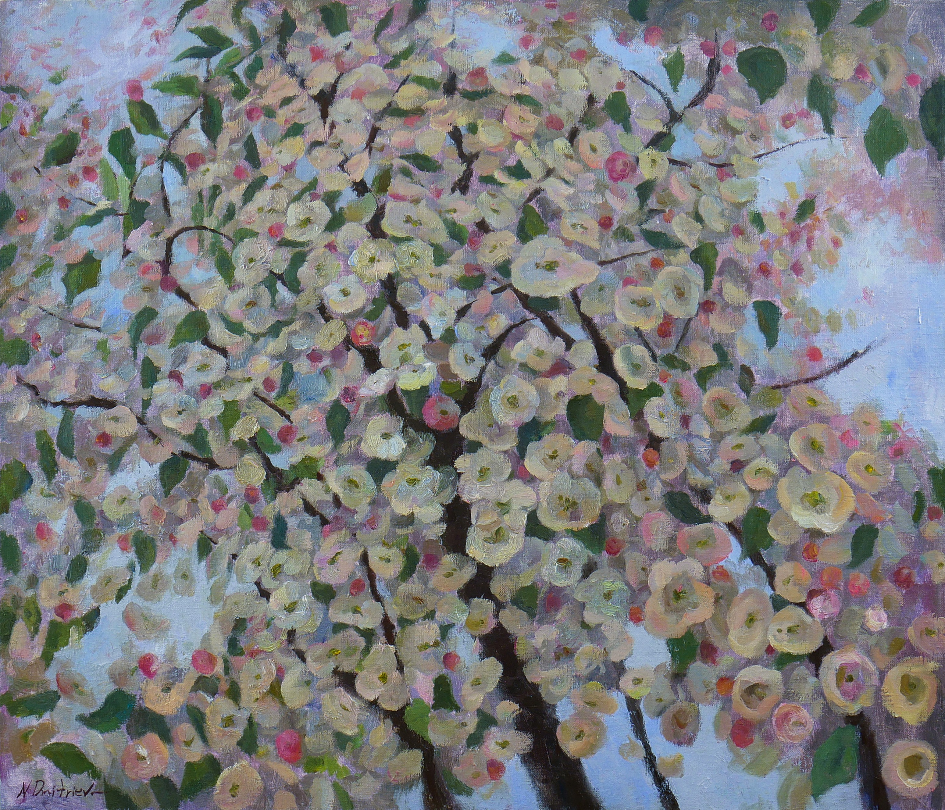 Nikolay Dmitriev, Blooming Apple Tree - original floral painting Nikolay Dmitriev, Blooming Apple Tree - original floral painting