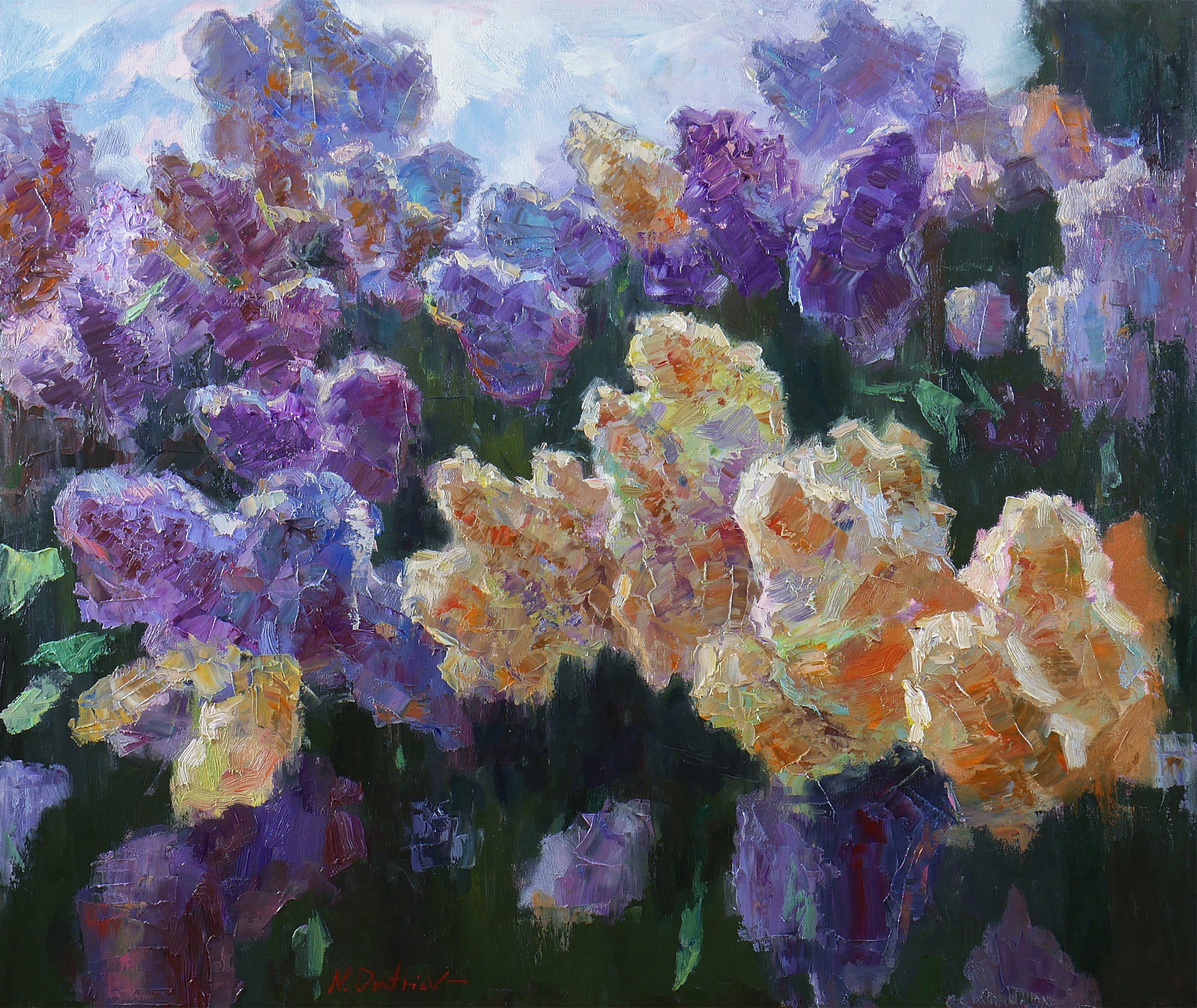 Nikolay Dmitriev, Sunny Lilac Branches - original lilacs painting Nikolay Dmitriev, Sunny Lilac Branches - original lilacs painting