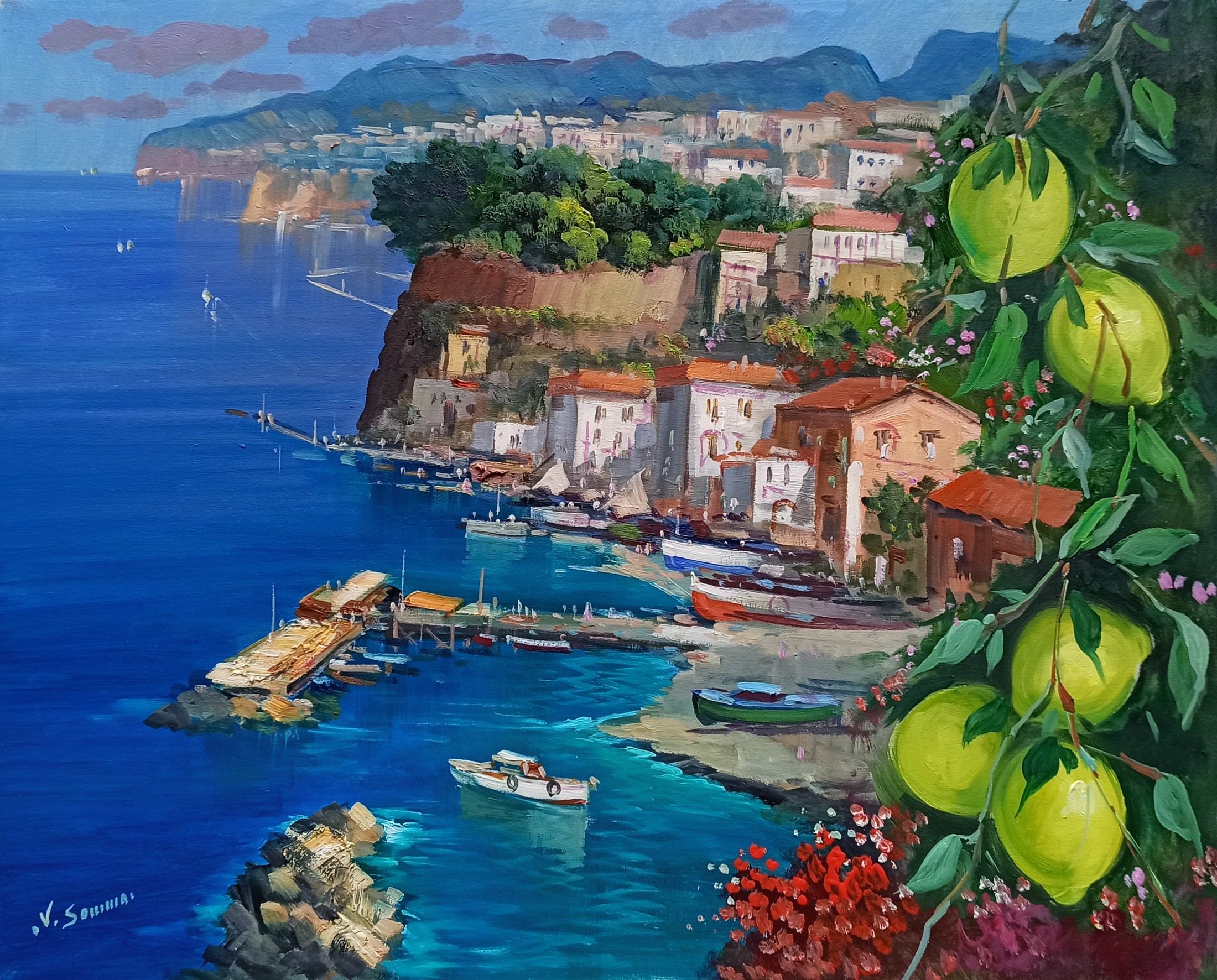 Vincenzo Somma, Fruit & flowers - Sorrento painting Vincenzo Somma, Fruit & flowers - Sorrento painting