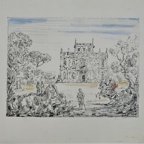 Print, Antichi cavalieri e villa, Giorgio de Chirico