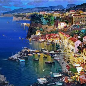 Gemälde, Lights on the gulf - Sorrento painting, Vincenzo Somma