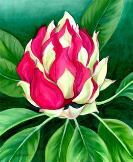 Gemälde, Rhododendron bud oil painting (1) (1), Kathleen Ney