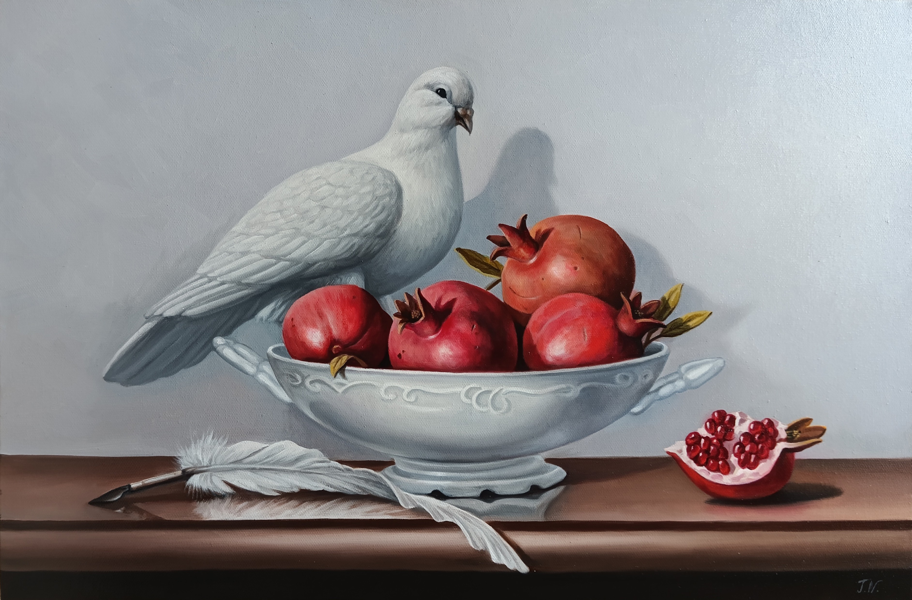 Tamar Nazaryan, Still life with pomegrantes and dove Tamar Nazaryan, Still life with pomegrantes and dove