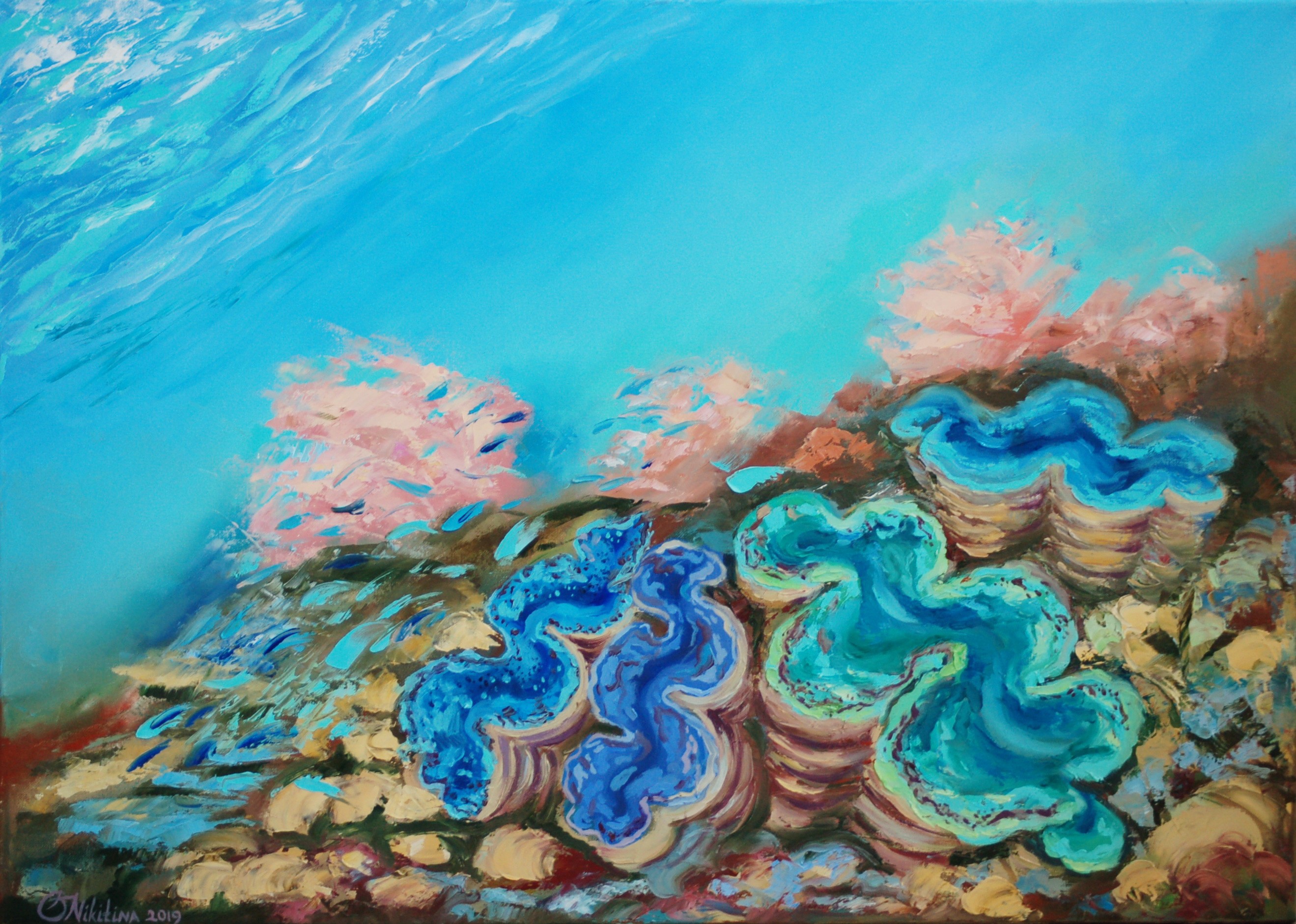 Olga Nikitina, Tropical Reef With Clams Tridacna Sea Life Olga Nikitina, Tropical Reef With Clams Tridacna Sea Life