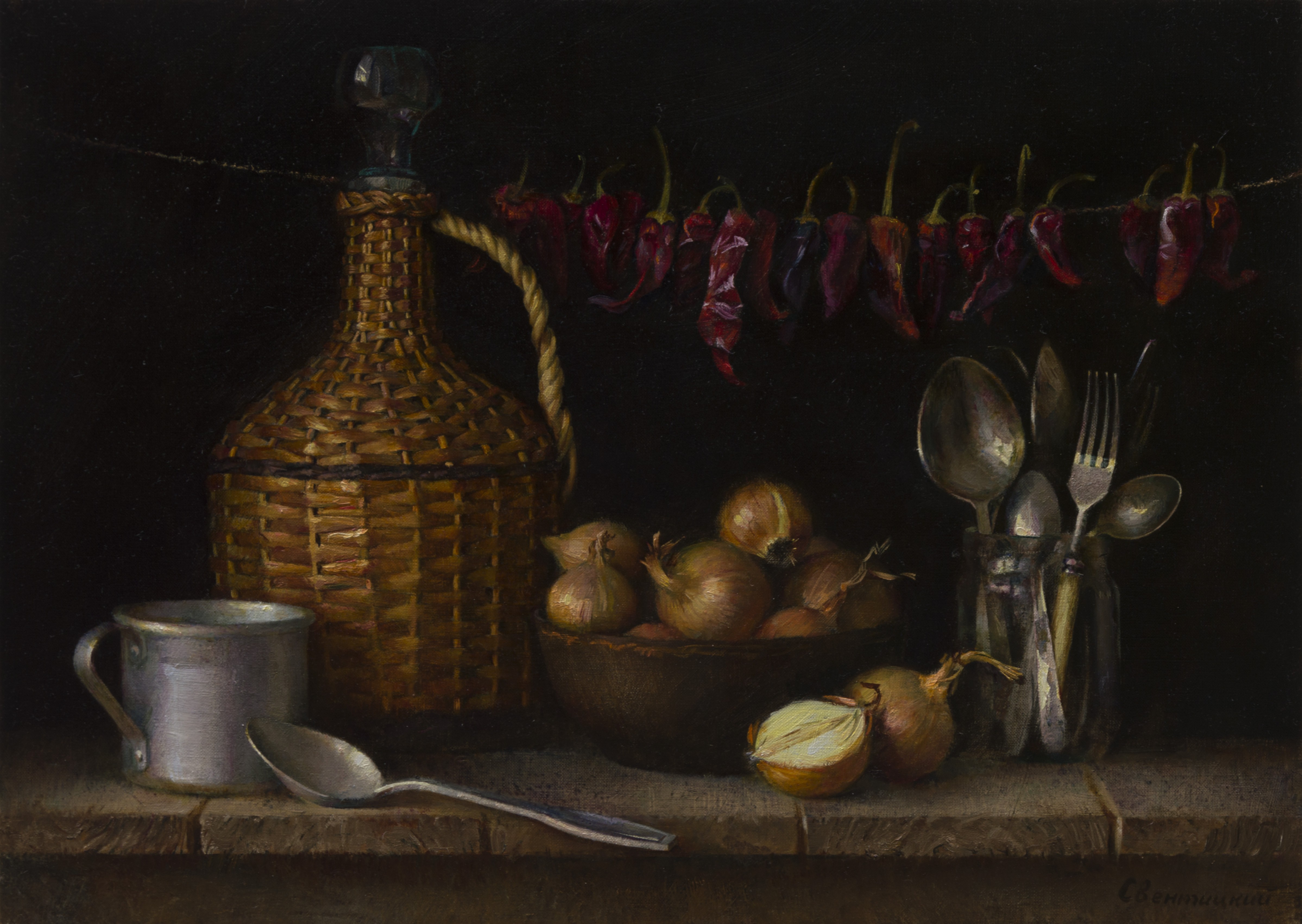 Igor Sventitski, Still life with onions and hot peppers Igor Sventitski, Still life with onions and hot peppers