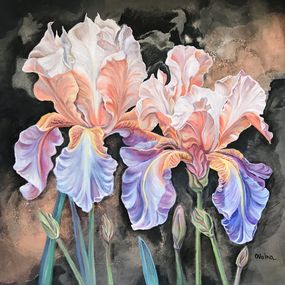 Painting, Flaming irises, Olga Volna